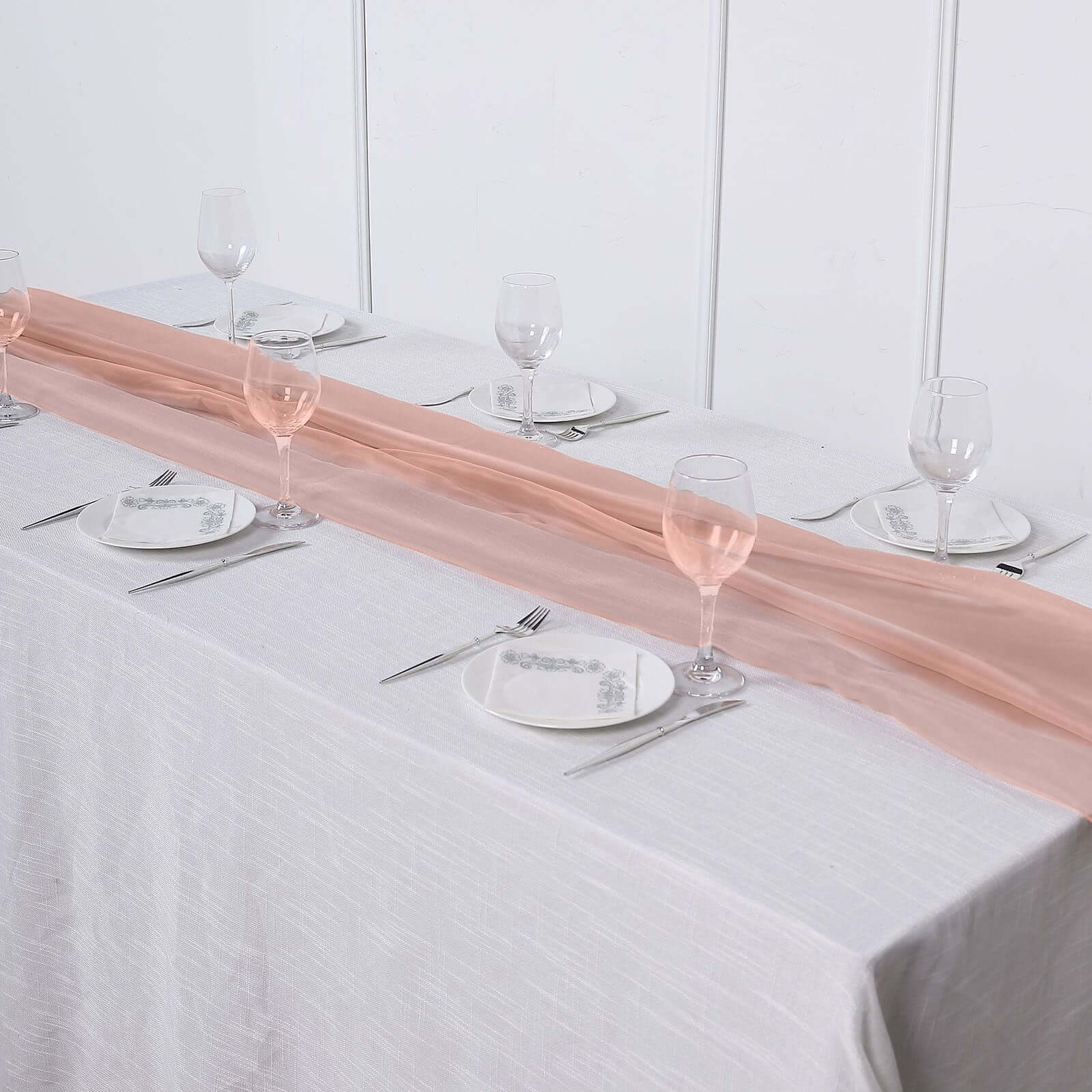 Premium Chiffon 6ft Table Runner Dusty Rose - Flowy & Lightweight Table Decor