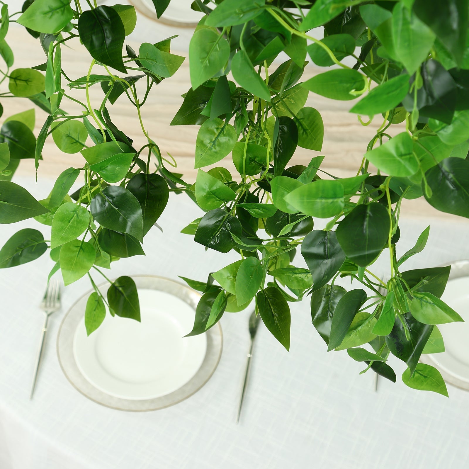 46" Green Artificial Eucalyptus Leaf Vines Ceiling Canopy, Round Draping Ivy Leaves Hanging Flower Chandelier With Interchangeable Branches