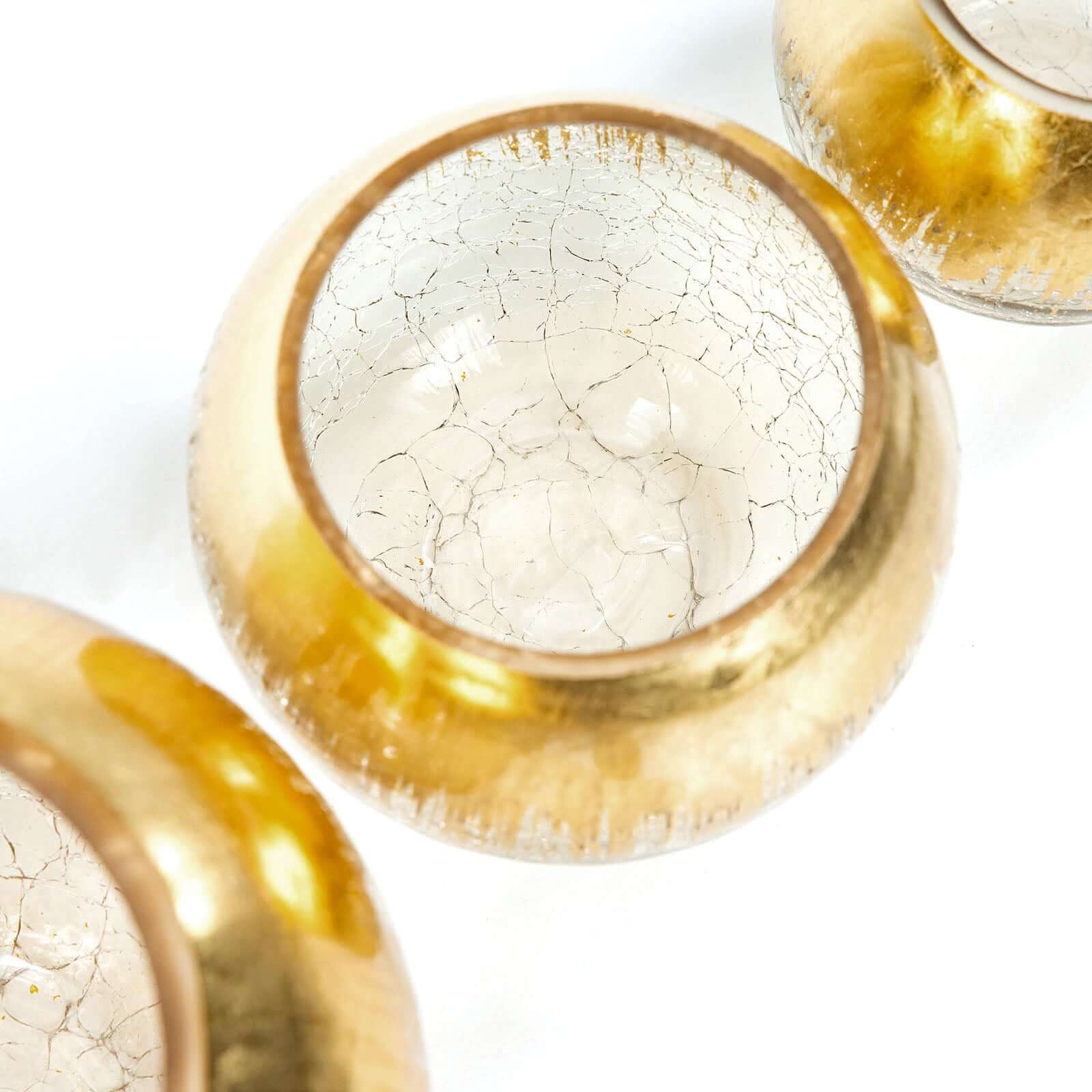 Glass Flower Vase Gold Foiled Crackle Bubble - Stylish Centerpiece for Events 4.5"