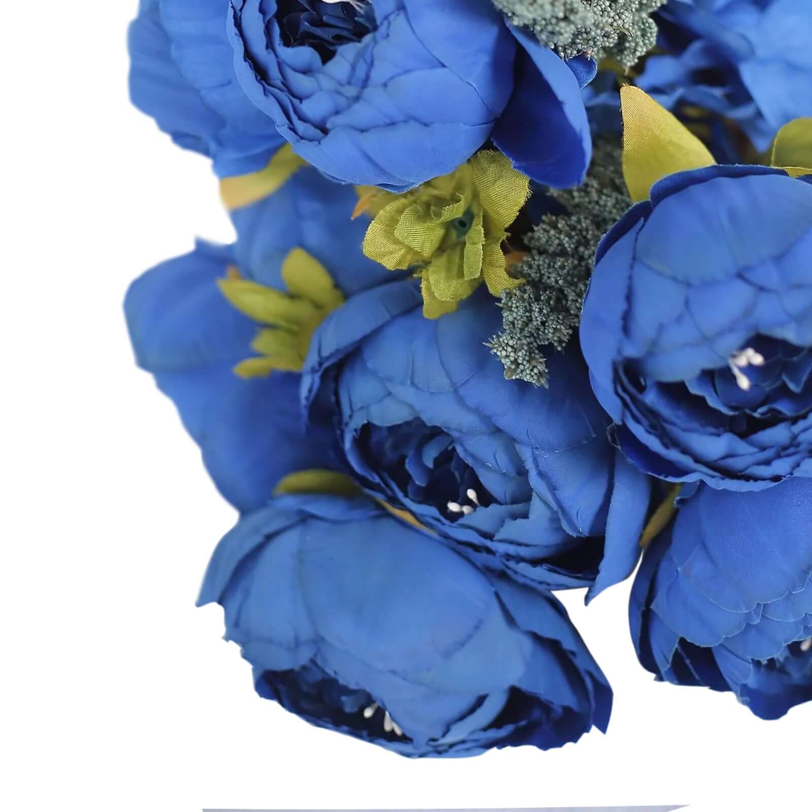 2 Pack 19" Royal Blue Artificial Peony Flower Wedding Bouquets, Faux Silk Flower Arrangements