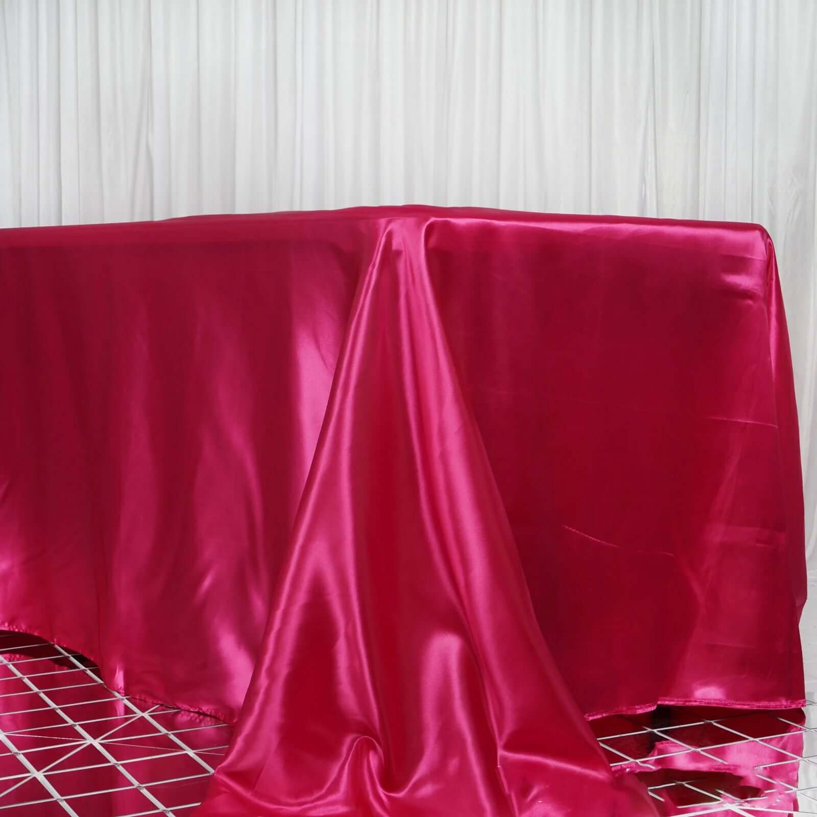 Satin Rectangular 90"x156" Tablecloth Fuchsia - Seamless Table Cover