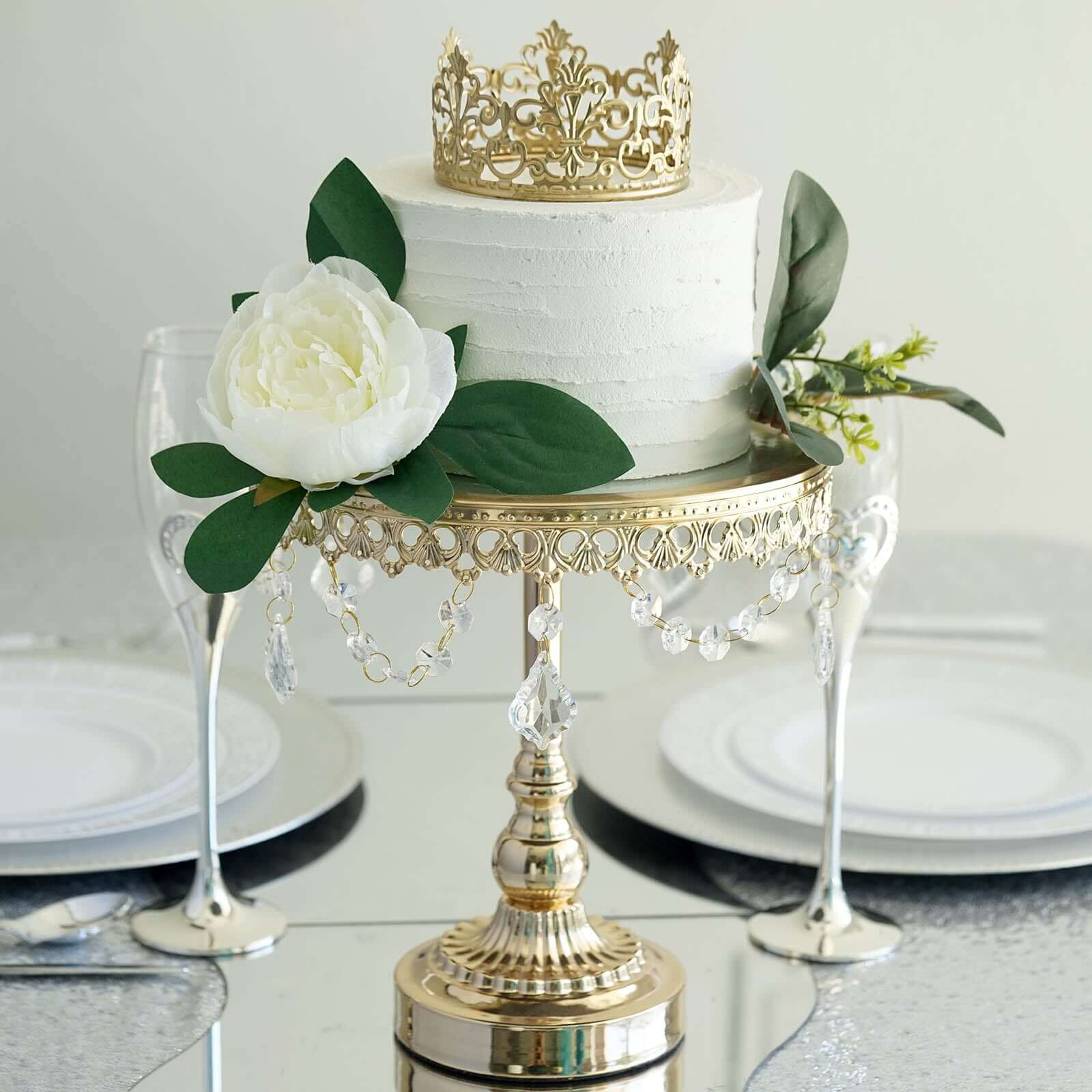 Metal Princess Crown Cake Topper Gold - Exquisite Cake Centerpiece Decor for Quinceañeras Bridal Showers & Fairytale-Themed Events 2"
