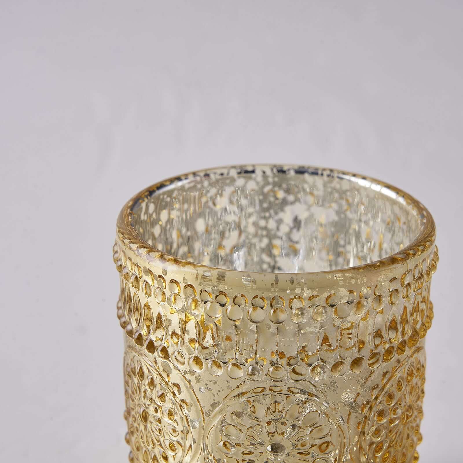 6-Pack Gold Glass Votive Tealight Holders - Stylish Primrose Design for Weddings & Décor