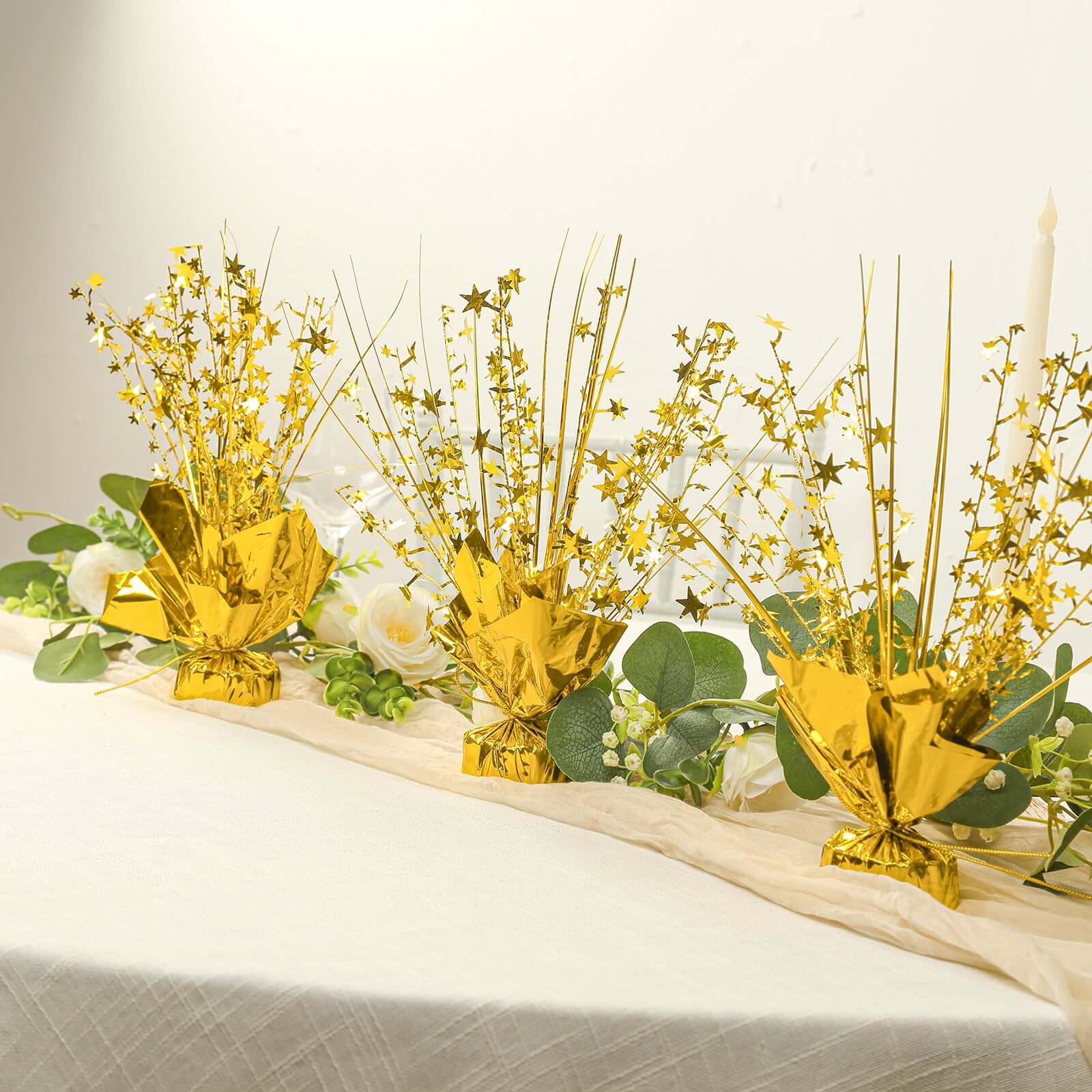 6-Pack Metallic Gold Star Foil Spray Centerpiece Table Decorations, Free-Standing Gleam 'N Burst Party Accessories Eye-Catching Design 13"