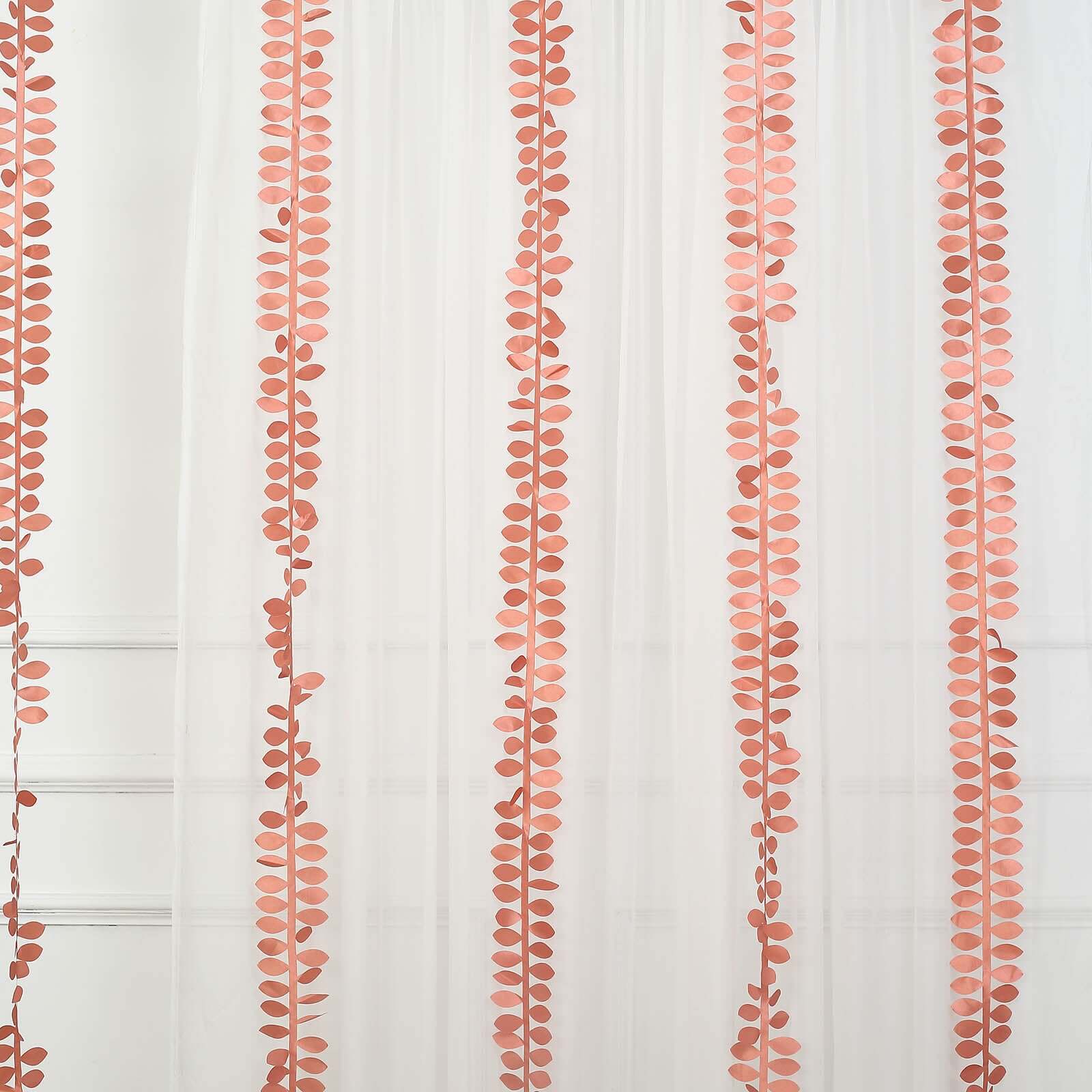 Taffeta Ribbon Sash with 4" Leaf Petal Design Terracotta (Rust) 50ft - Sophisticated Artificial Fabric Garland