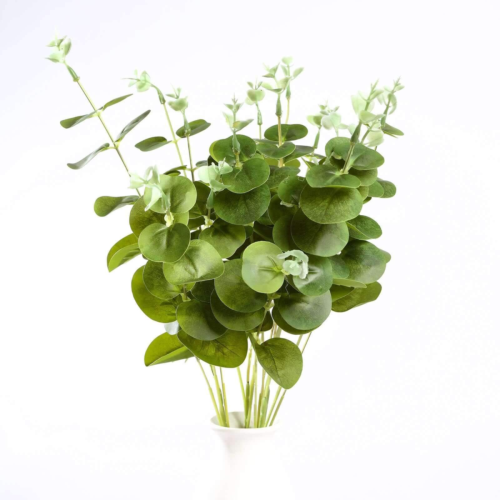 2 Bushes 19" Light Green Artificial Eucalyptus Branch Bouquet Plants