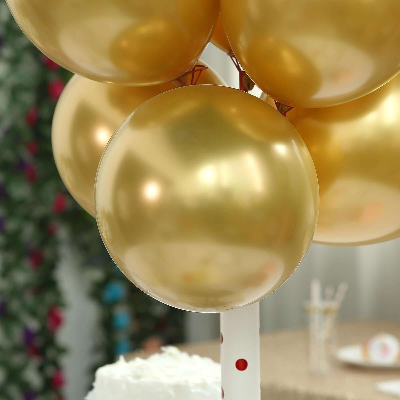 25 Pack 12" Metallic Chrome Gold Latex Helium or Air Party Balloons