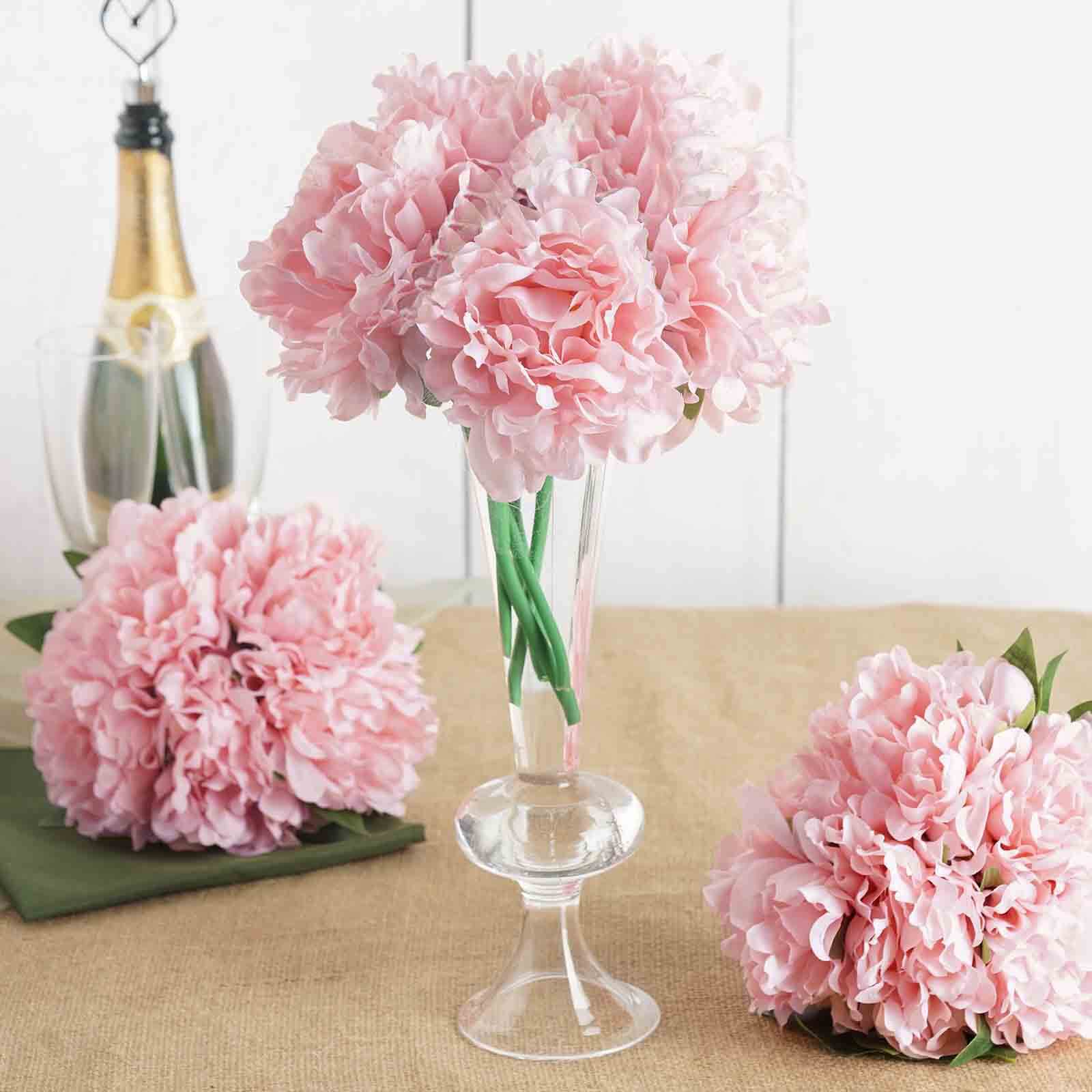11" Pink Real Touch Artificial Silk Peonies Flower Bouquet