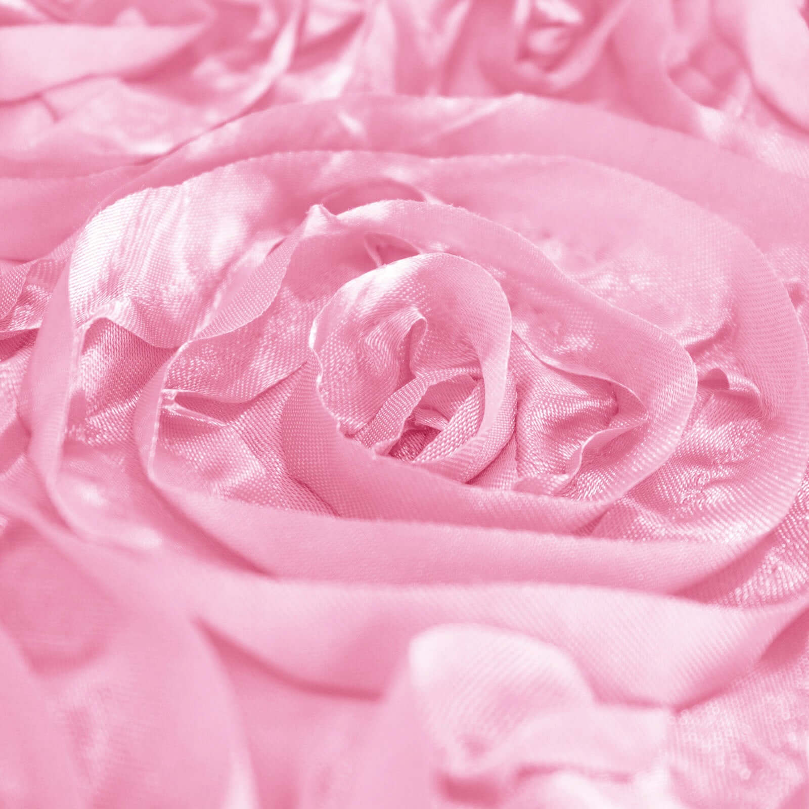 Satin 90"x132" Rectangle Tablecloth Pink - Grandiose 3D Rosette Seamless Table Cover