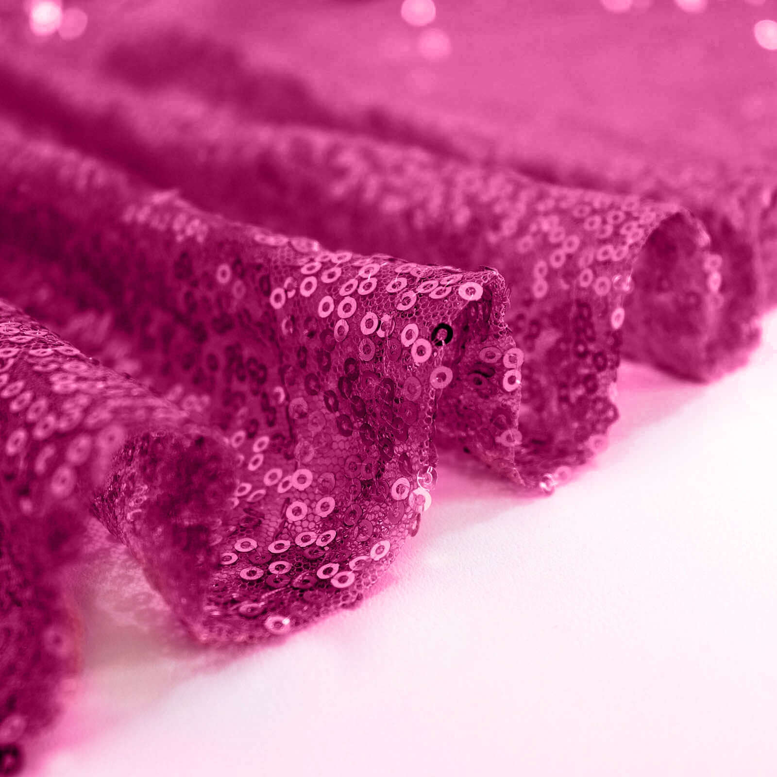 Sequin 120" Round Tablecloth Fuchsia - Seamless Glittering Table Cover