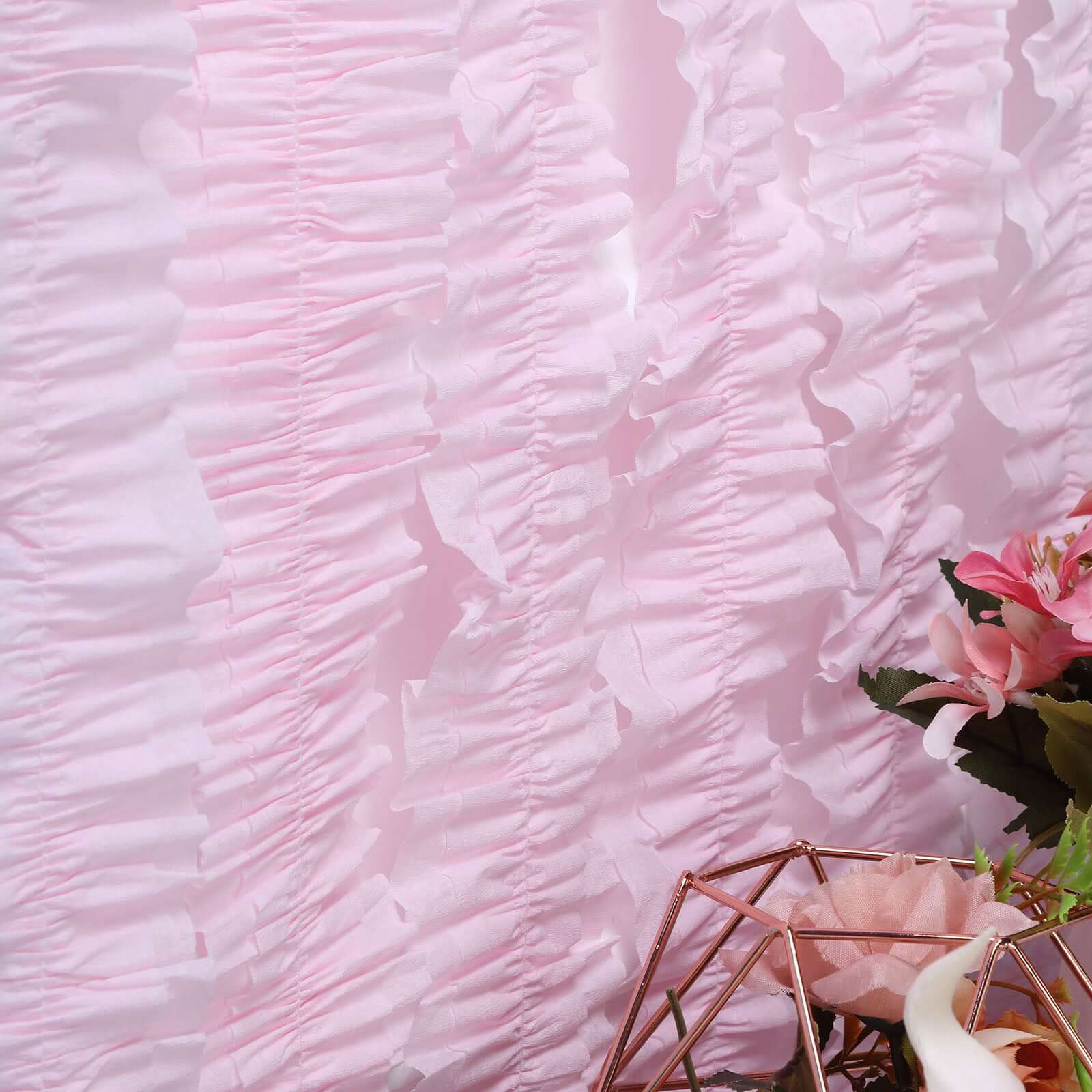 3 Pack 28ft Blush Ruffled Paper Streamer Rolls, Crepe Tissue Party Decorations