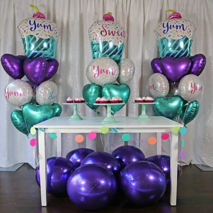 2 Pack 18" 4D Shiny Purple Sphere Mylar Foil Helium or Air Balloons