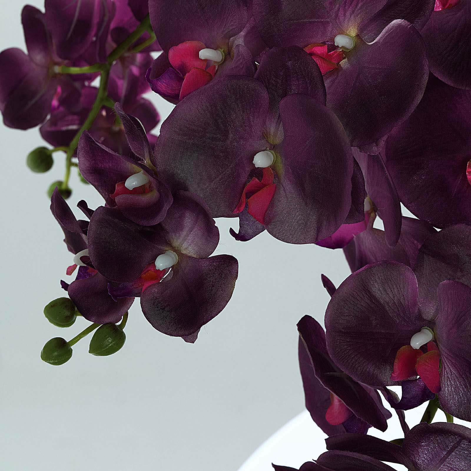 2 Stems 40" Tall Eggplant Artificial Silk Orchid Flower Bouquets