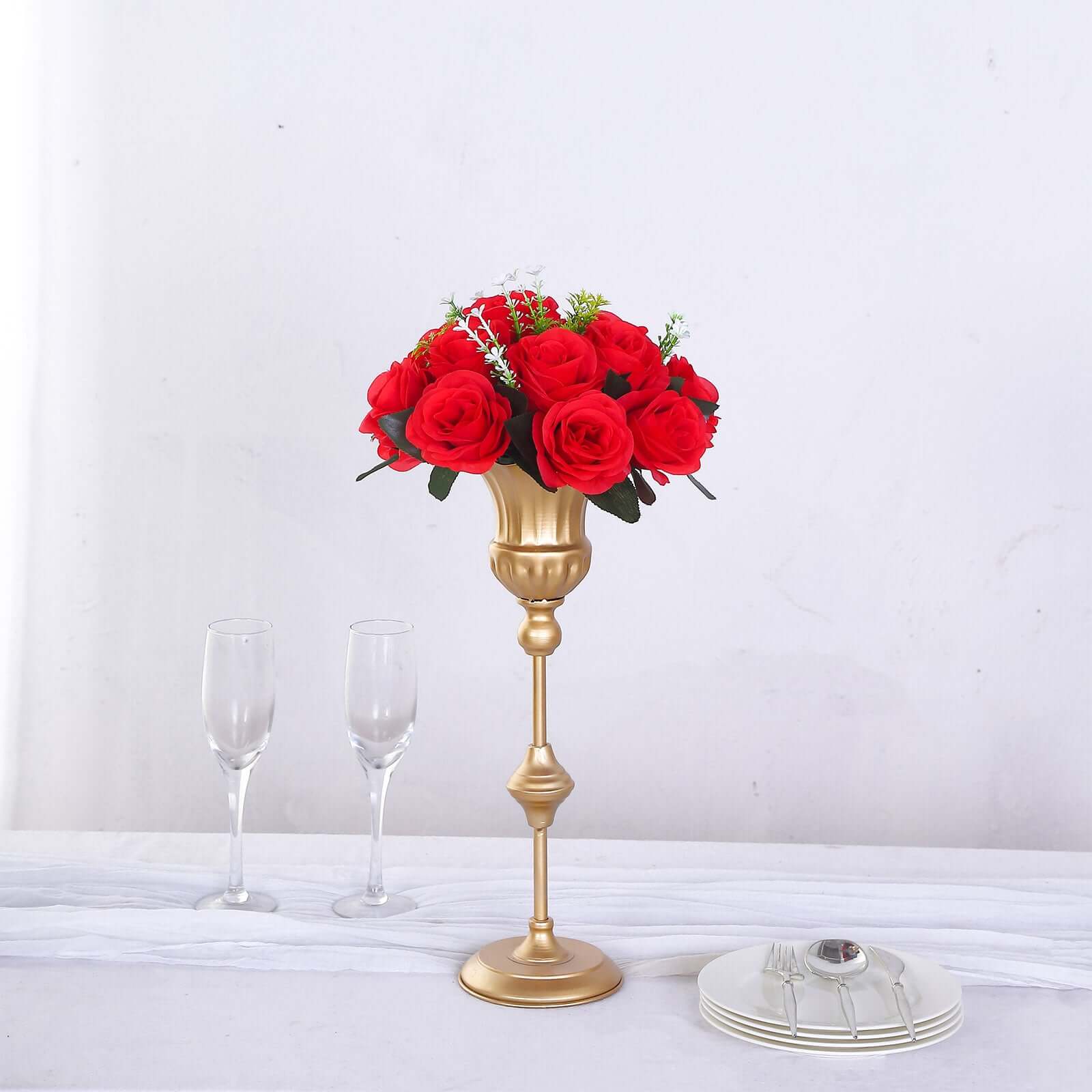 2 Pack Red Silk 15-Head Rose Flower Balls For Centerpieces - 10", Artificial Kissing Ball Floral Arrangements