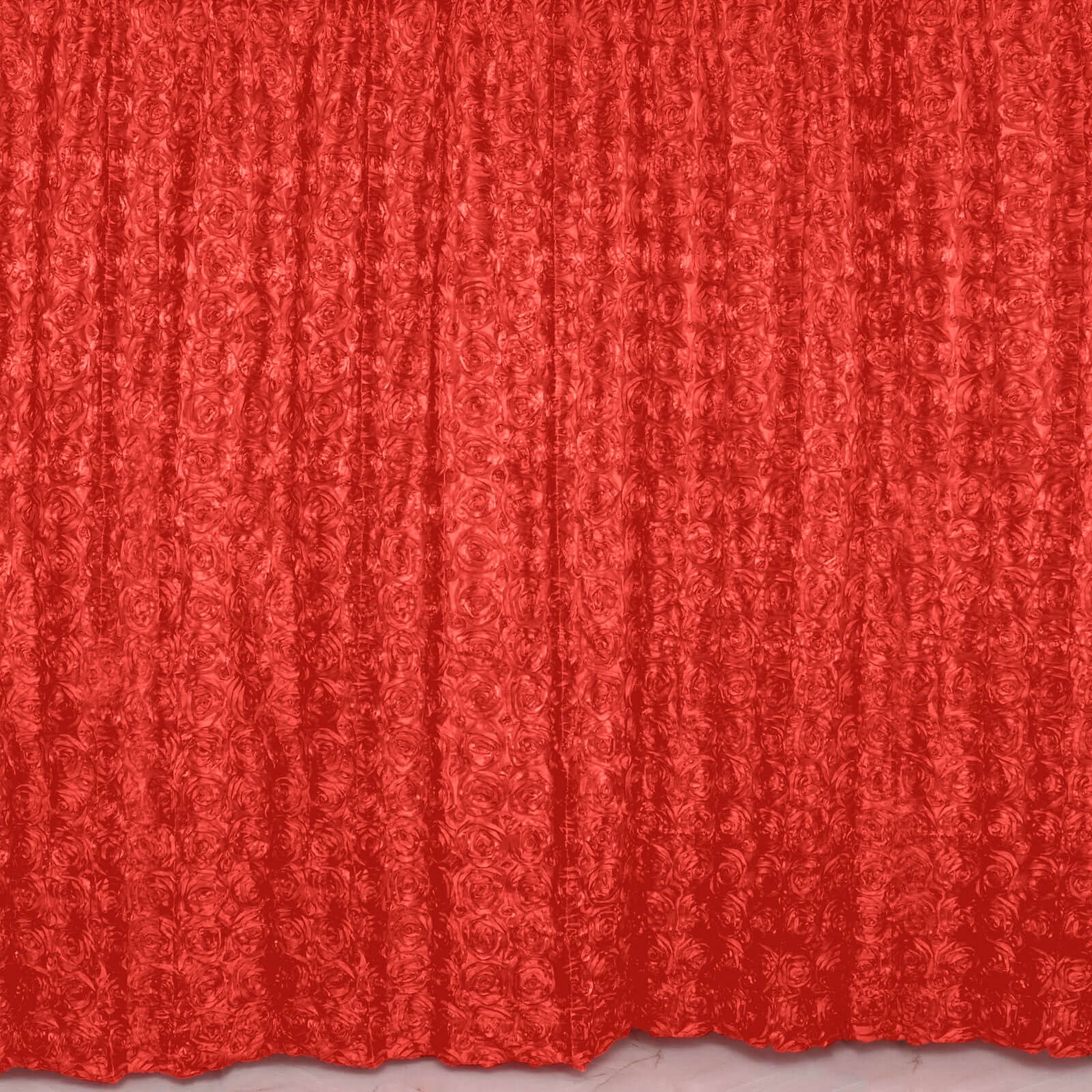 8ftx8ft Red Satin Rosette Event Curtain Drapes, Backdrop Event Panel