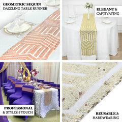 Sequin 12"x108" Table Runner Rose Gold - Diamond Glitz Design