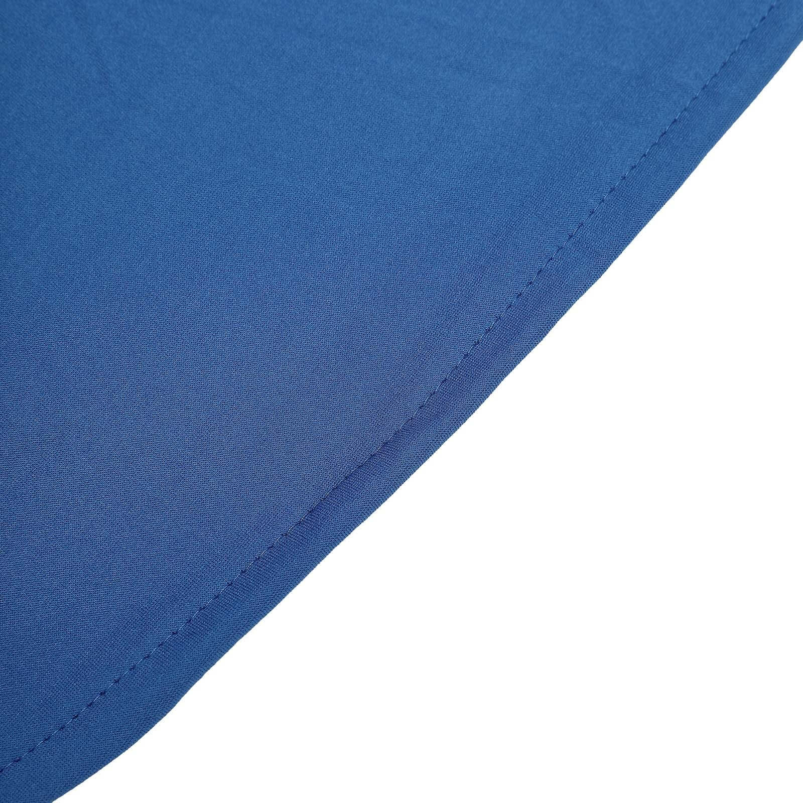 Spandex 32" Round Cocktail Table Cover Skirt Royal Blue With Natural Wavy Drapes
