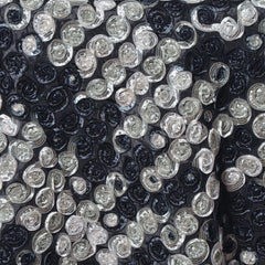 Satin 72"x72" Table Overlay Black 3D Mini Rosette Design - Sophisticated Decor for Special Events