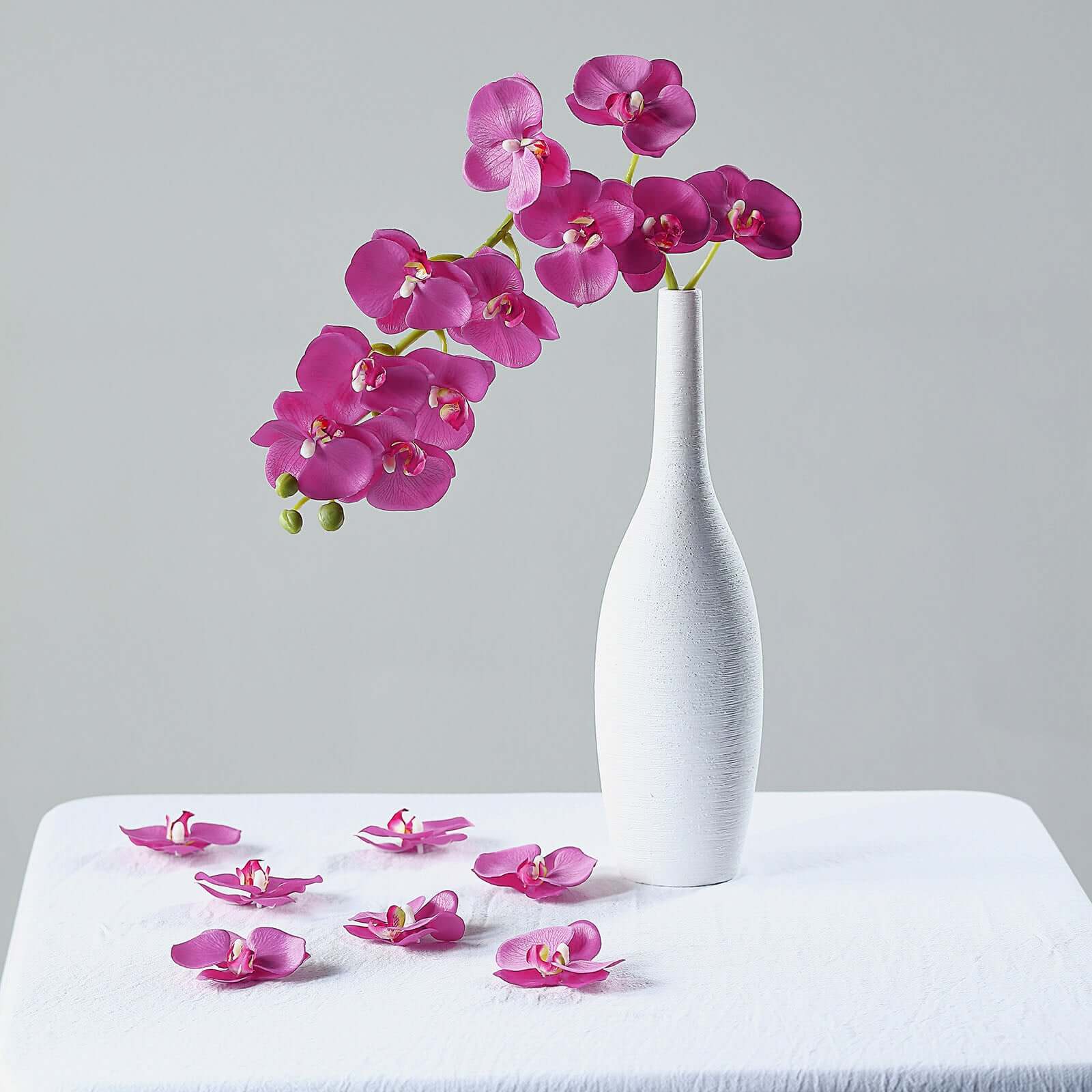 20 Silk Artificial Orchids Flower Heads Fuchsia - Versatile Floral Accents for DIY Floral Arrangements Corsages & Event Decor 4"