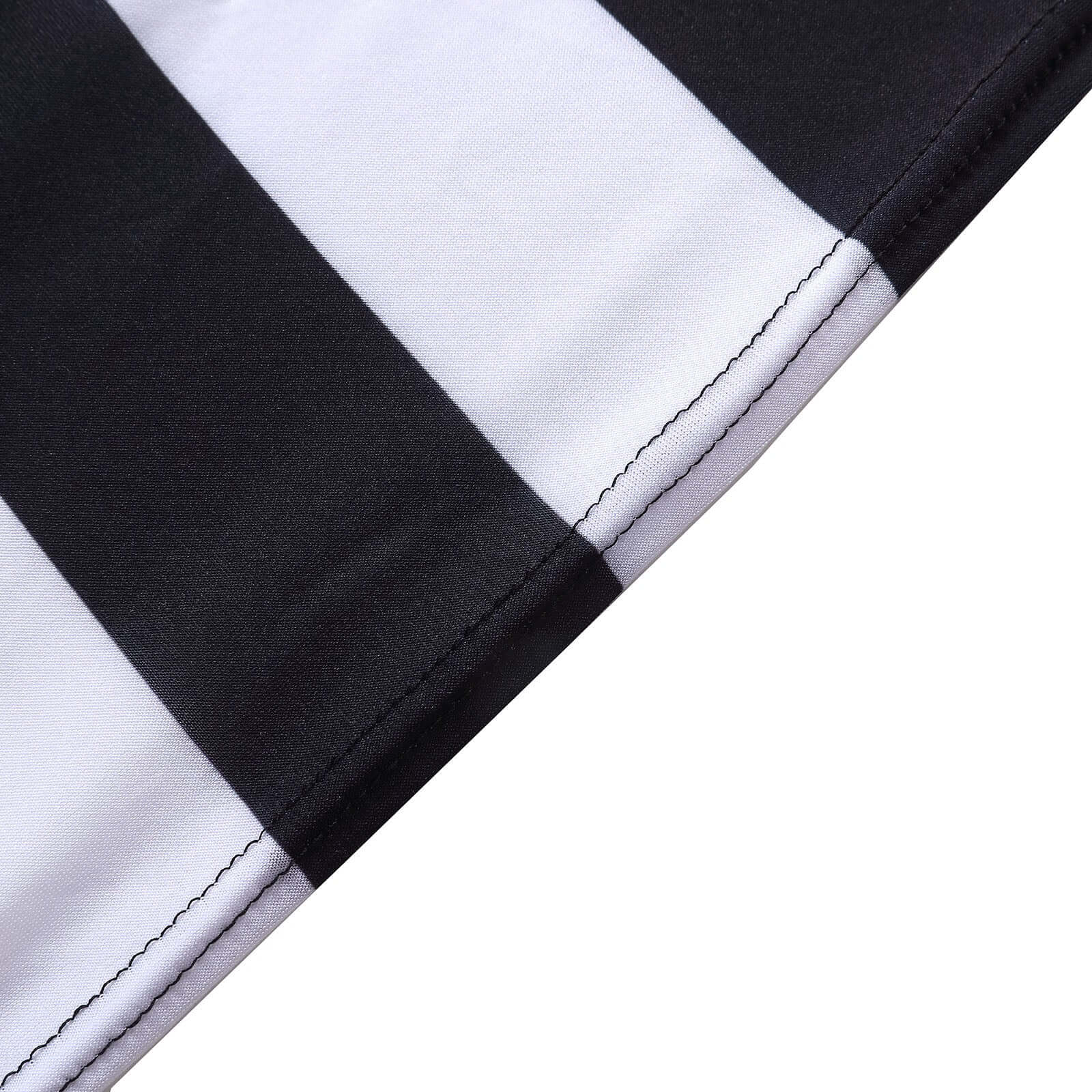 Stretch Spandex Chair Cover Black/White for Folding Chairs - 2" Striped Wrinkle Resistant Classy 160GSM Fitted Slipcover With Foot Pockets