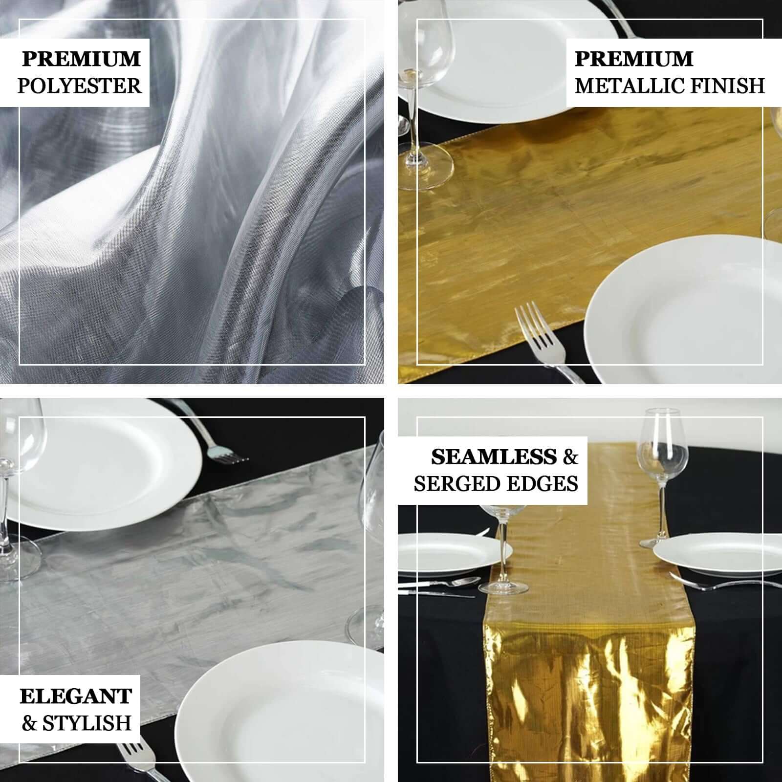 Shiny Metallic Lame 13"x108" Table Runner Gold - Glamorous Shimmer Table Decor