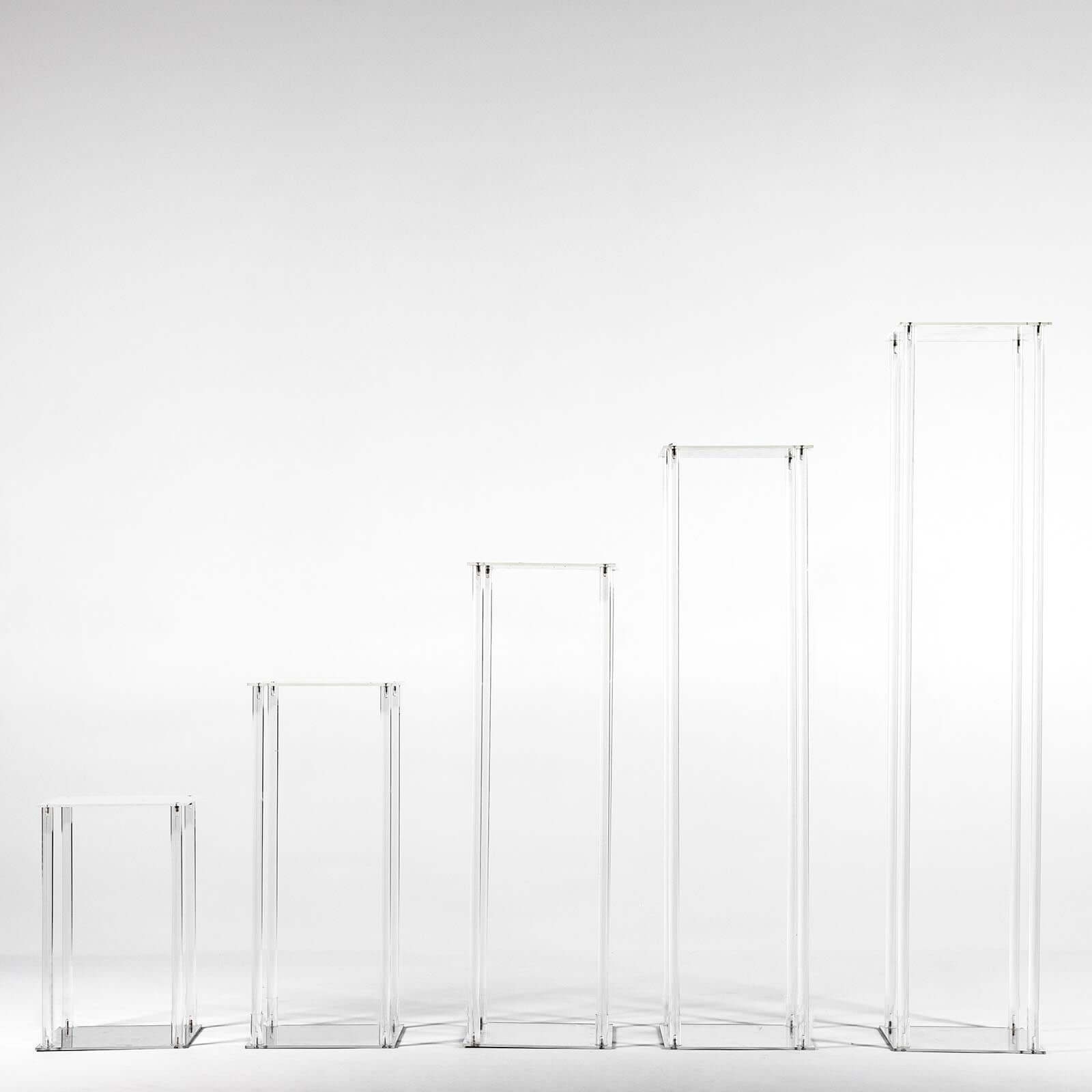 Acrylic Flower Vase Pillar Stand with Square Mirror Base Clear - Stylish Wedding Table Centerpiece 16"
