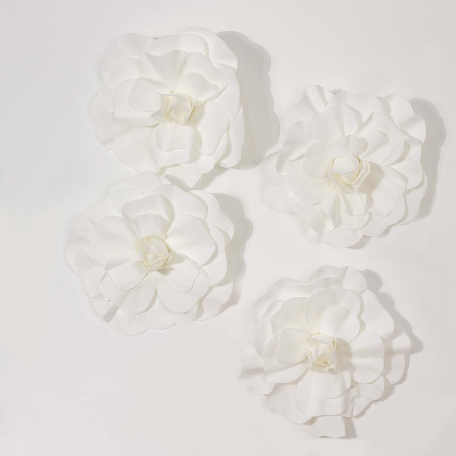4 Pack 16" Large White Real Touch Artificial Foam DIY Craft Roses