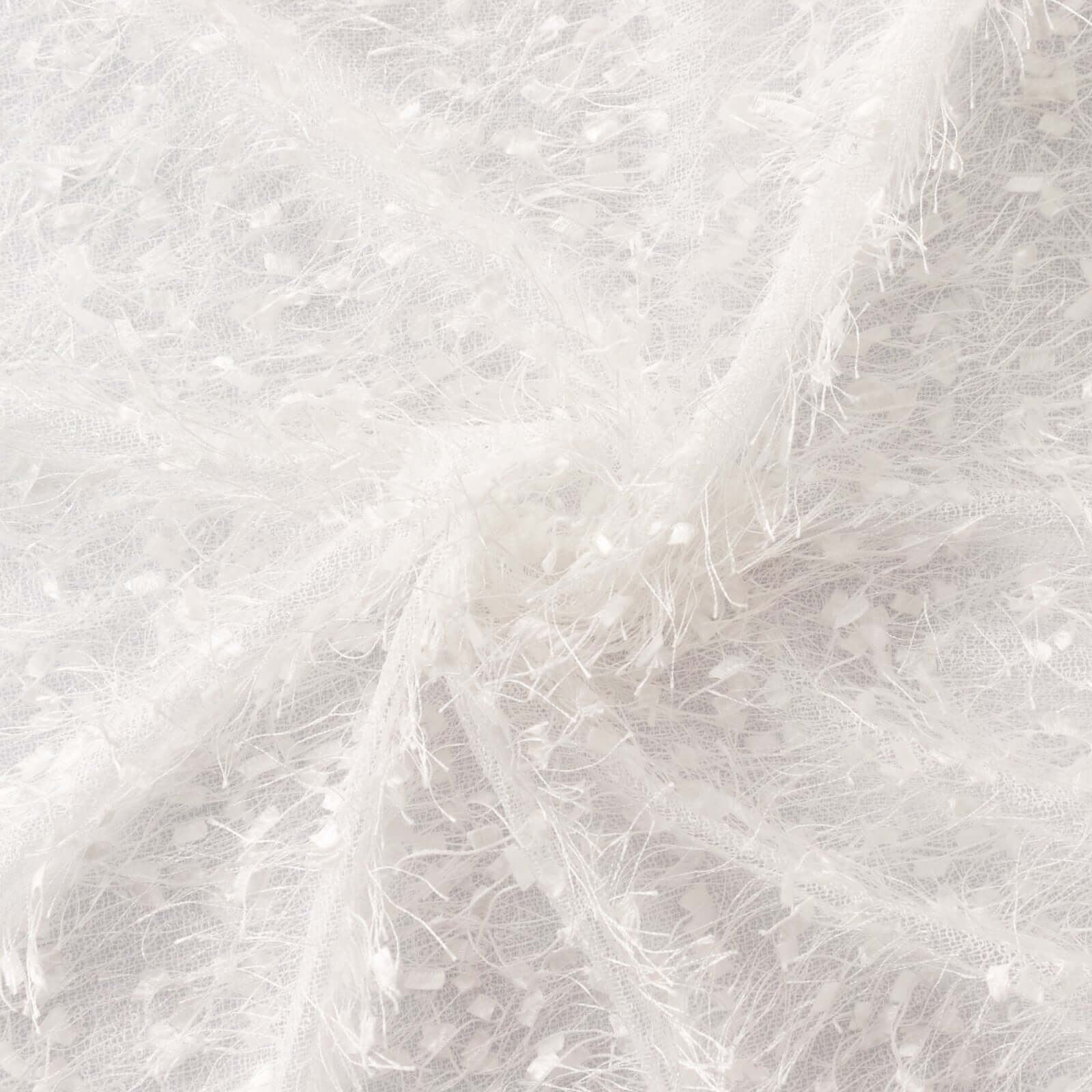 Polyester 12"x108" Table Runner White - Fringe Shag Table Decor