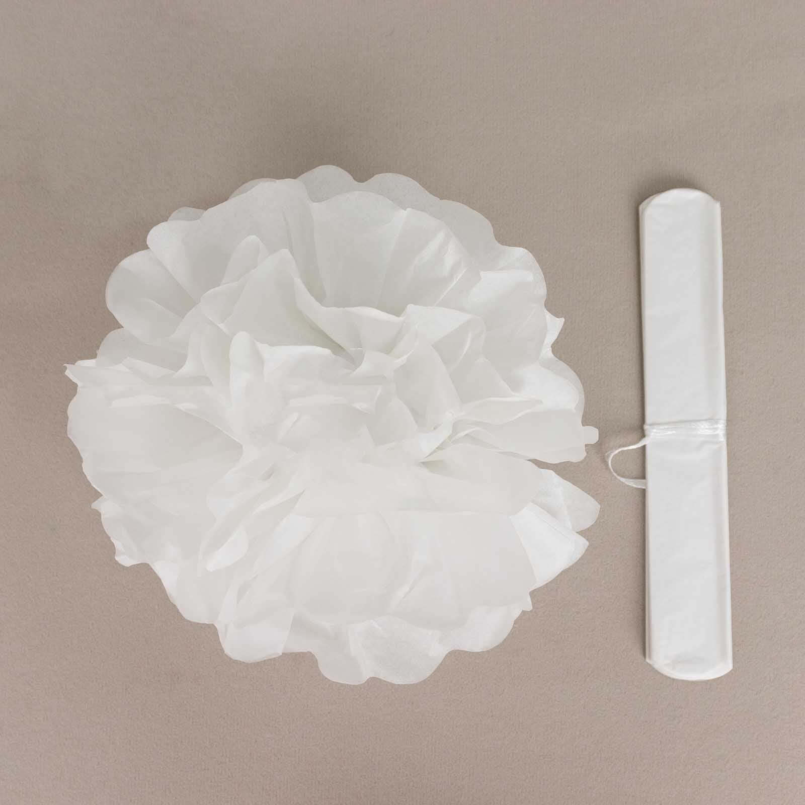 6 Pack 8" White Tissue Paper Pom Poms Flower Balls, Ceiling Wall Hanging Decorations