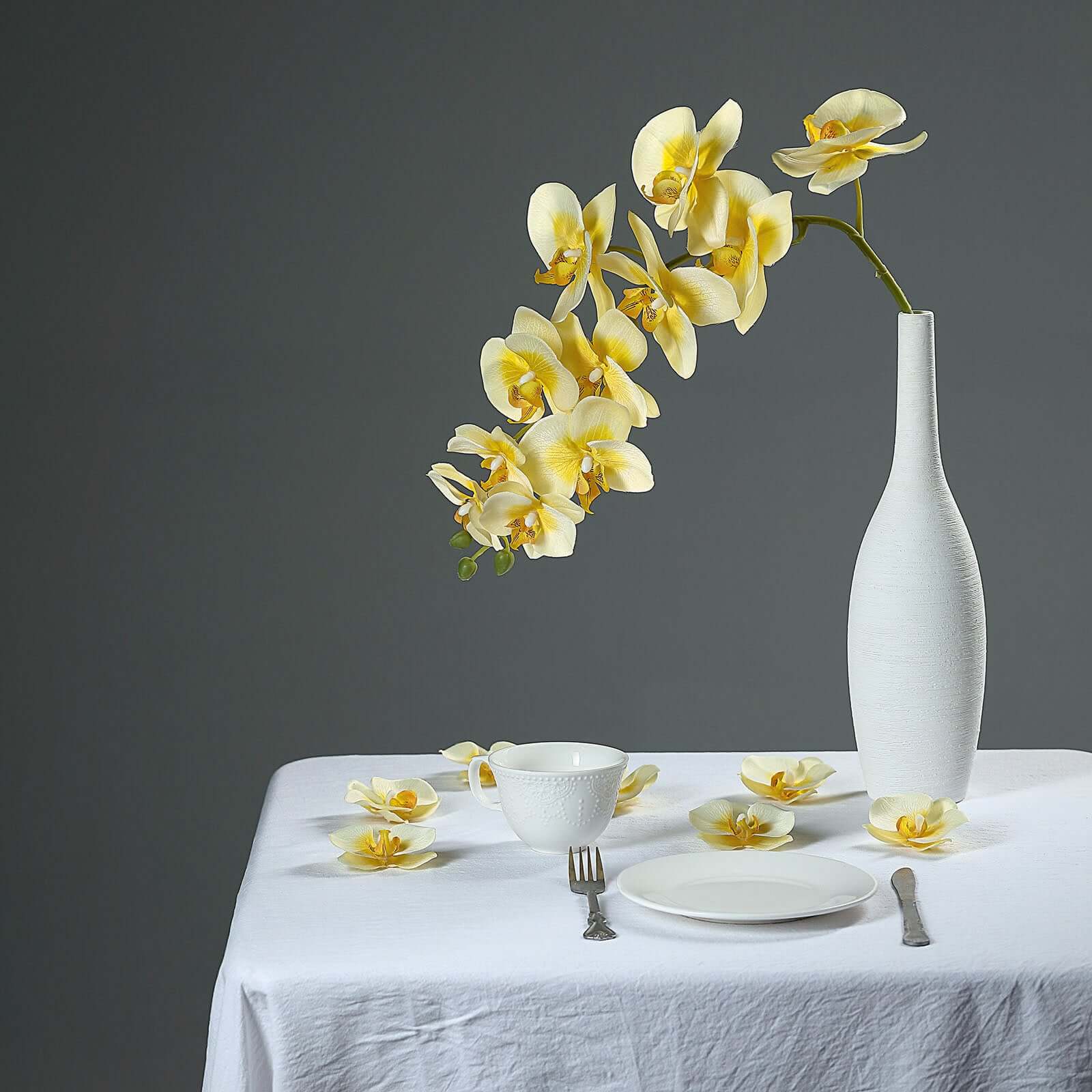 20 Silk Artificial Orchids Flower Heads Yellow - Versatile Floral Accents for DIY Floral Arrangements Corsages & Event Decor 4"