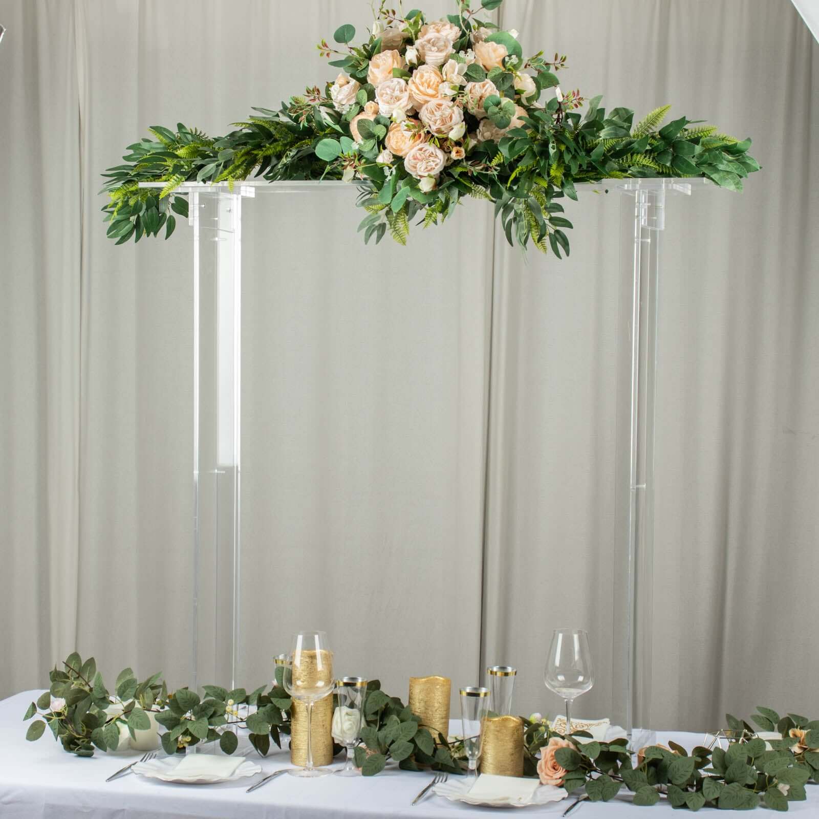 Acrylic Flower Stand Rectangular Design Clear - Decorative Floral Frame Table Centerpiece for Events 40"