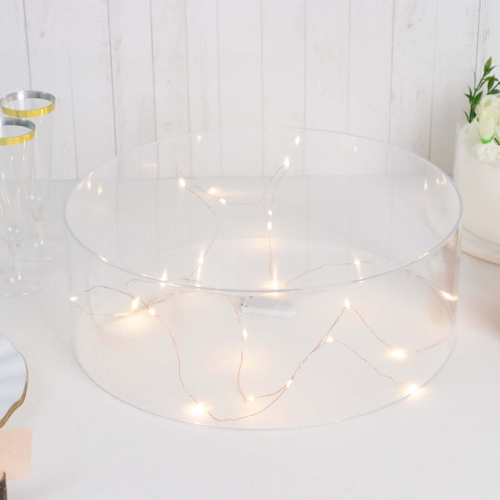 Acrylic Cake Stand Display Box Transparent Clear 14" Round - Versatile Pedestal Riser for Events