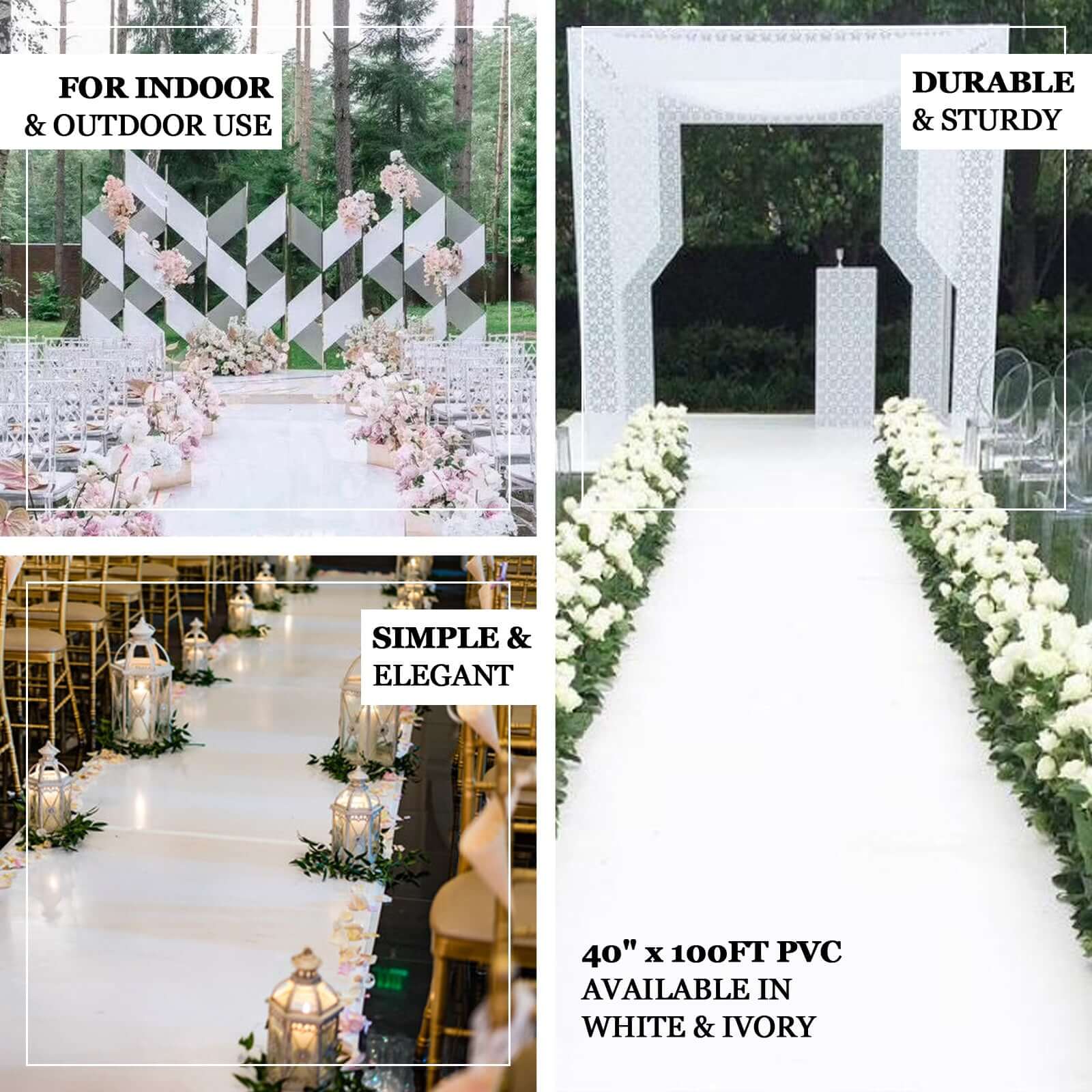 40"x100ft Ivory PVC Aisle Runner