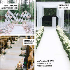 40"x100ft Ivory PVC Aisle Runner