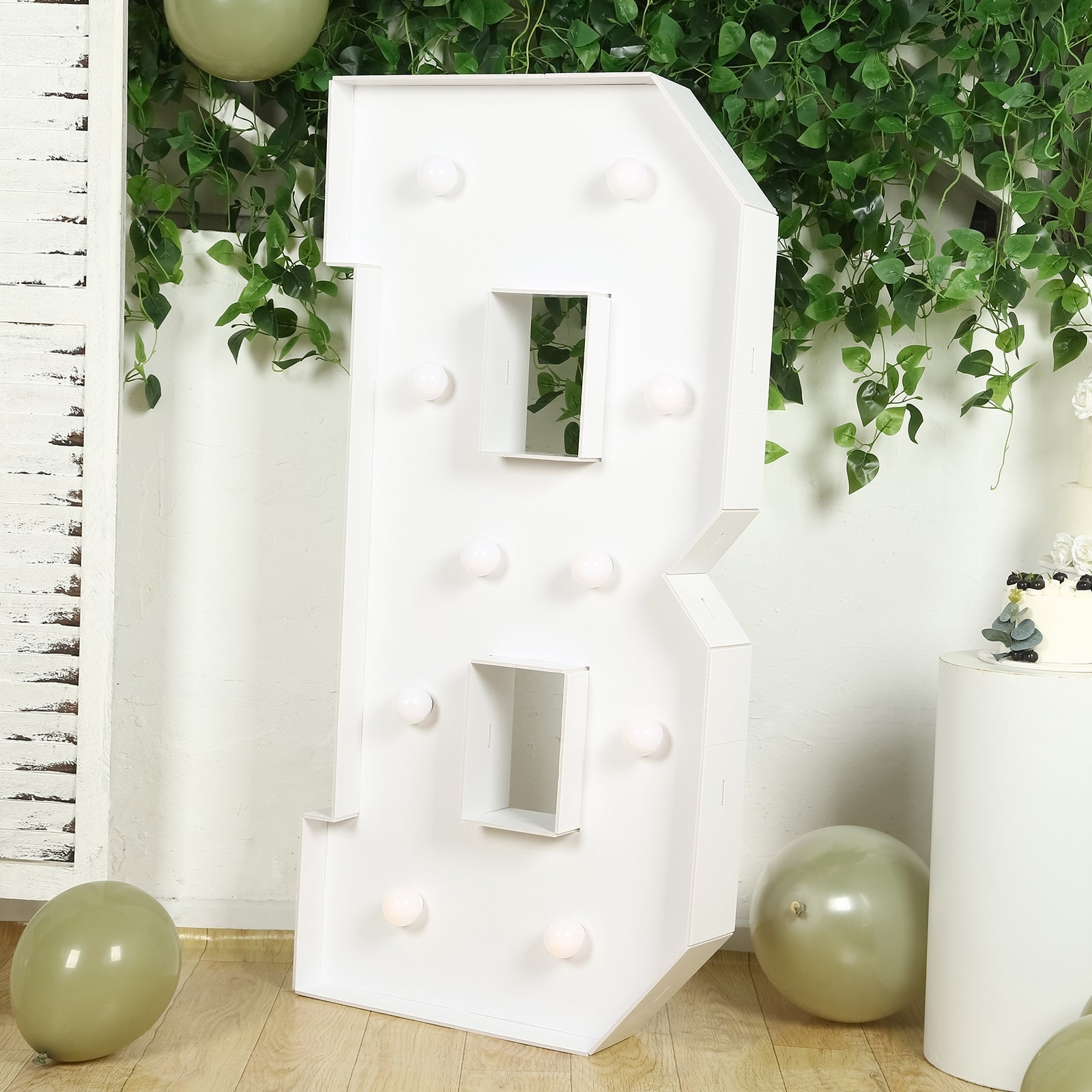 Giant LED Marquee Light Up Letter "B", White 4ft Pre-Cut Foam Board with 10 Warm White Battery Operated LEDs, Glue Gun and Sticks