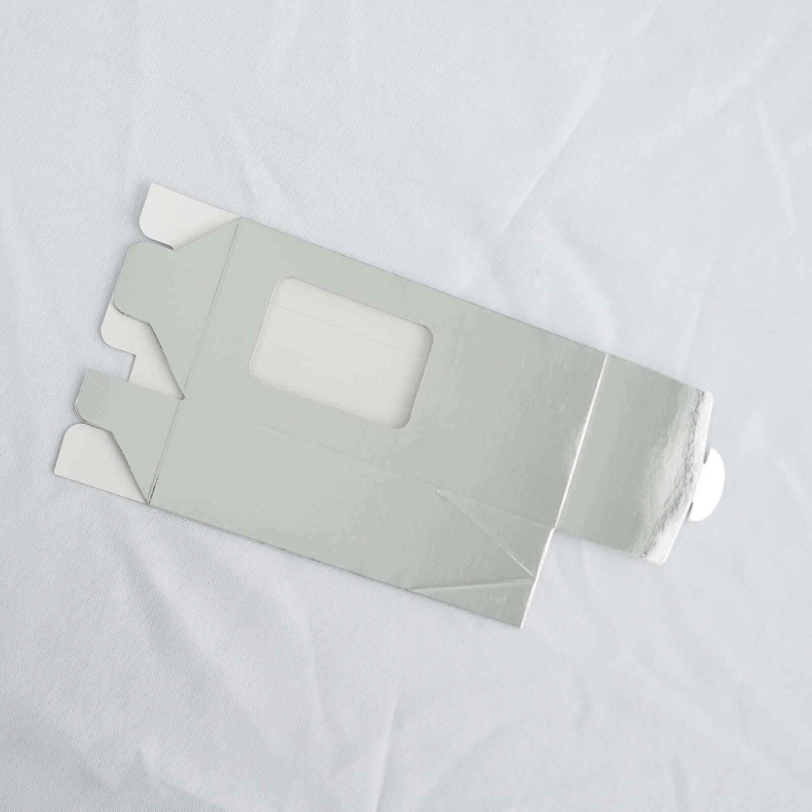 25 Pack Silver Tote With Window Party Favor Candy Gift Boxes 2.75" X 1.5" X 6"
