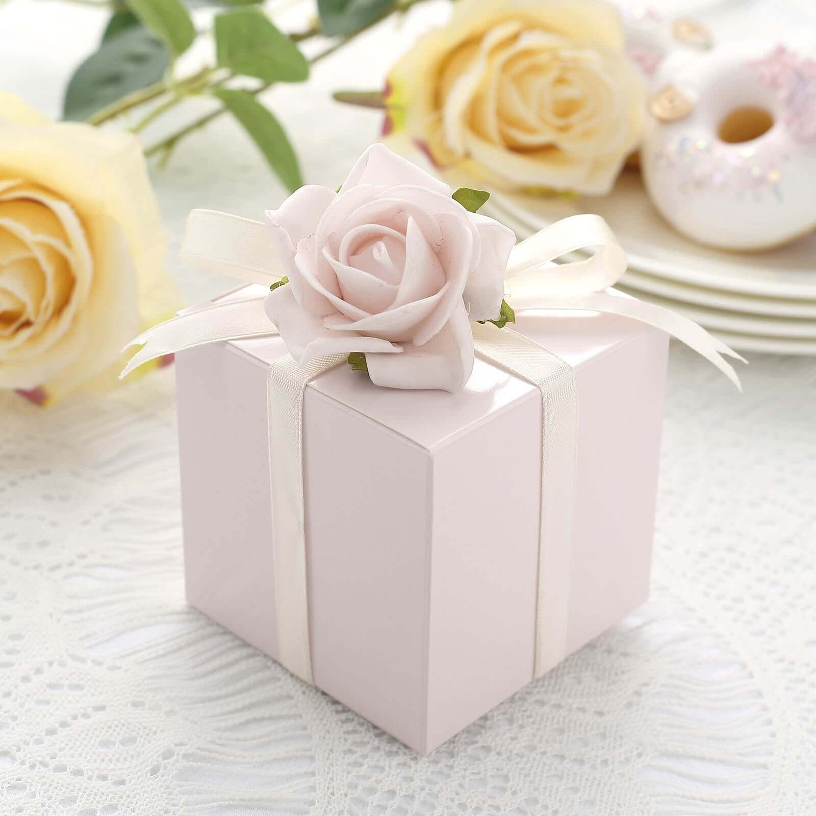 100 Pack 3" DIY Blush Party Shower Favor Candy Gift Boxes