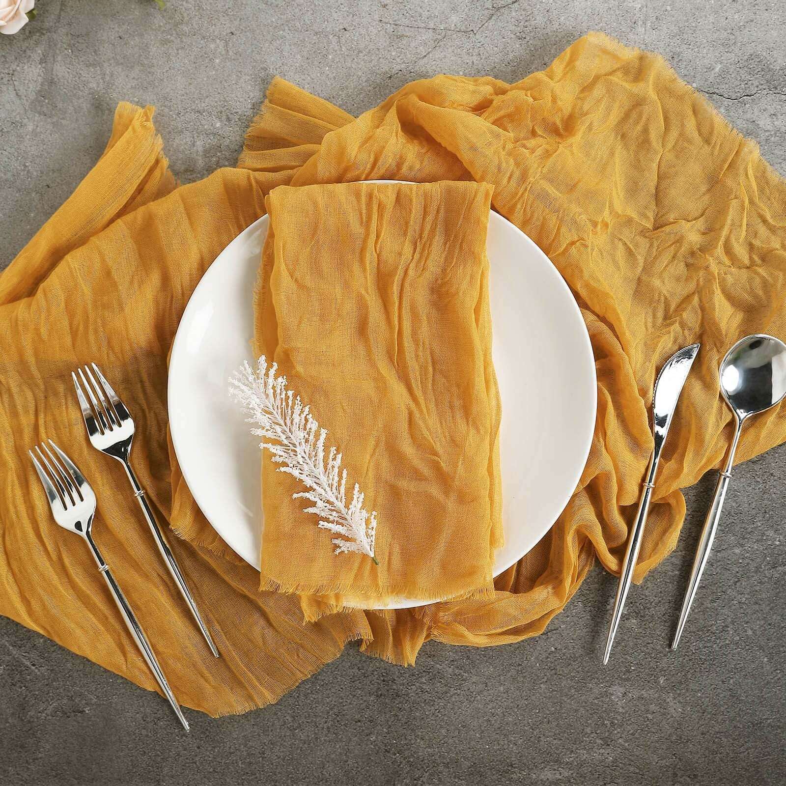 5 Pack Gauze Cheesecloth 24"x19" Napkins Mustard Yellow Reusable Dinner Napkins