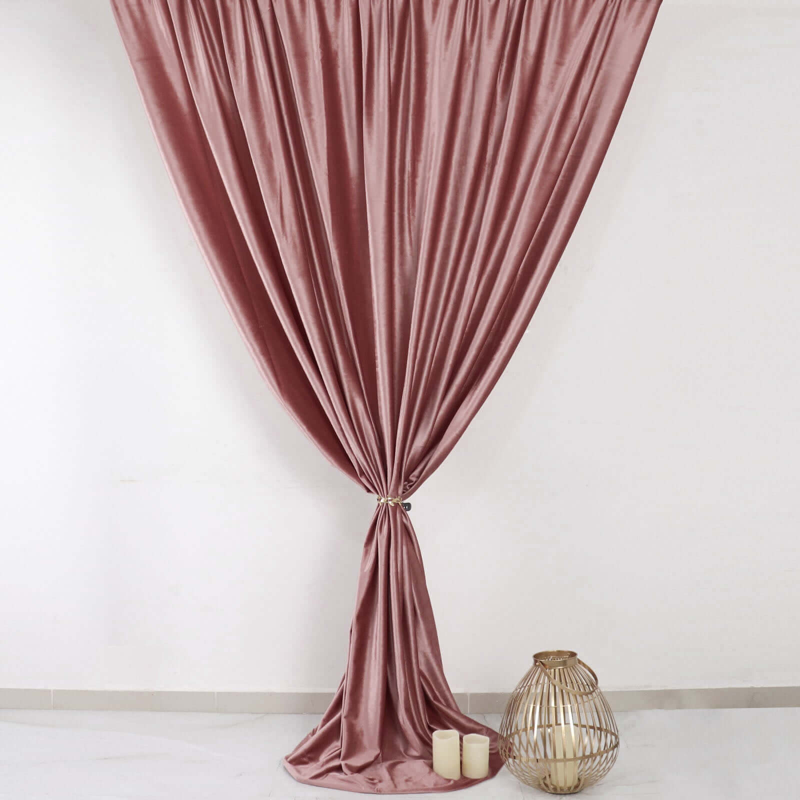 8ftx8ft Dusty Rose Premium Smooth Velvet Event Curtain Drapes, Privacy Backdrop Event Panel with Rod Pocket
