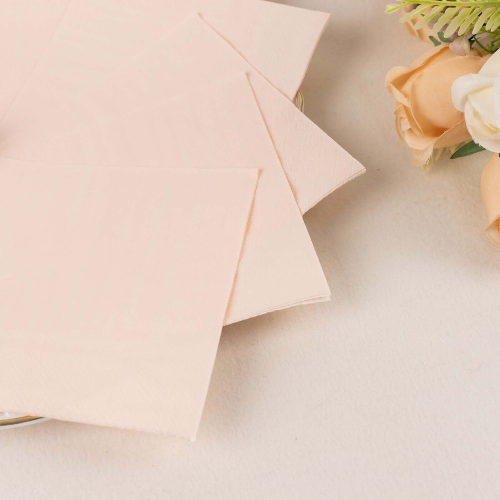 50-Pack Paper Beverage Napkins Blush - 2 Ply Disposable Soft 18GSM Cocktail Napkins 5"x5"