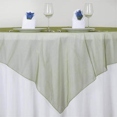 Organza 72"x72" Table Overlay Square Tablecloth Olive Green - Sheer Design for Stylish Events