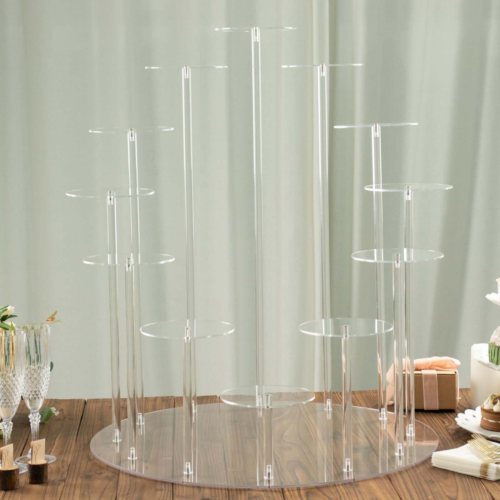 Acrylic Cake Stand with 12-Arm Tiered Cupcake Holders Clear - Easy Assembly Multi-layer Dessert Display Centerpiece Tower for Weddings Gala Events & Celebrations 29"