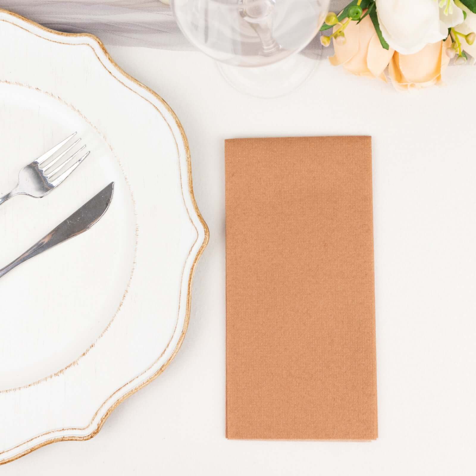 20-Pack Paper Linen-Like Napkins Terracotta (Rust) - Disposable Hygienic Airlaid Guest Towels 8.5"x4"