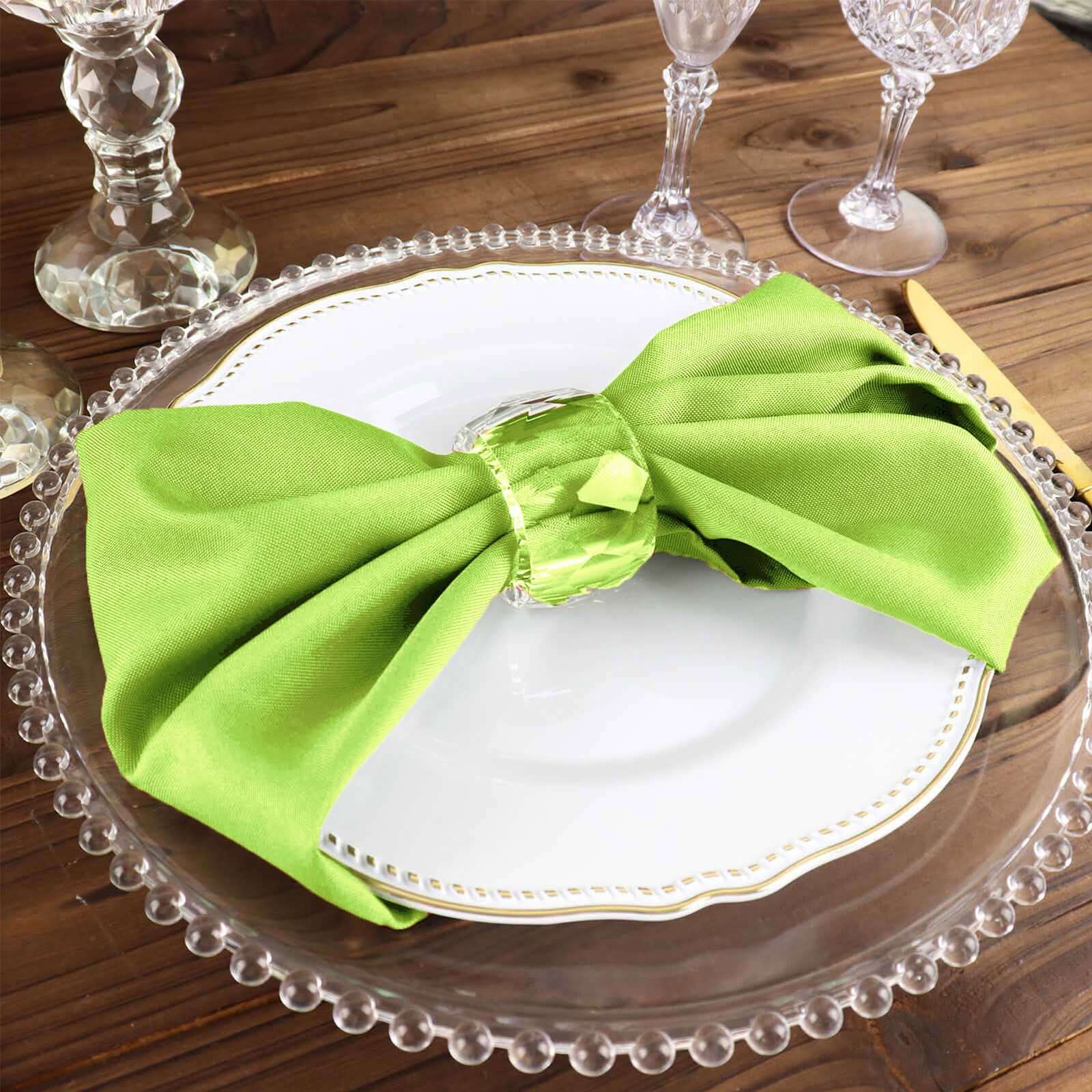 5 Pack Polyester 17"x17" Napkins Apple Green - Durable & Wrinkle Resistant Dinner Napkins
