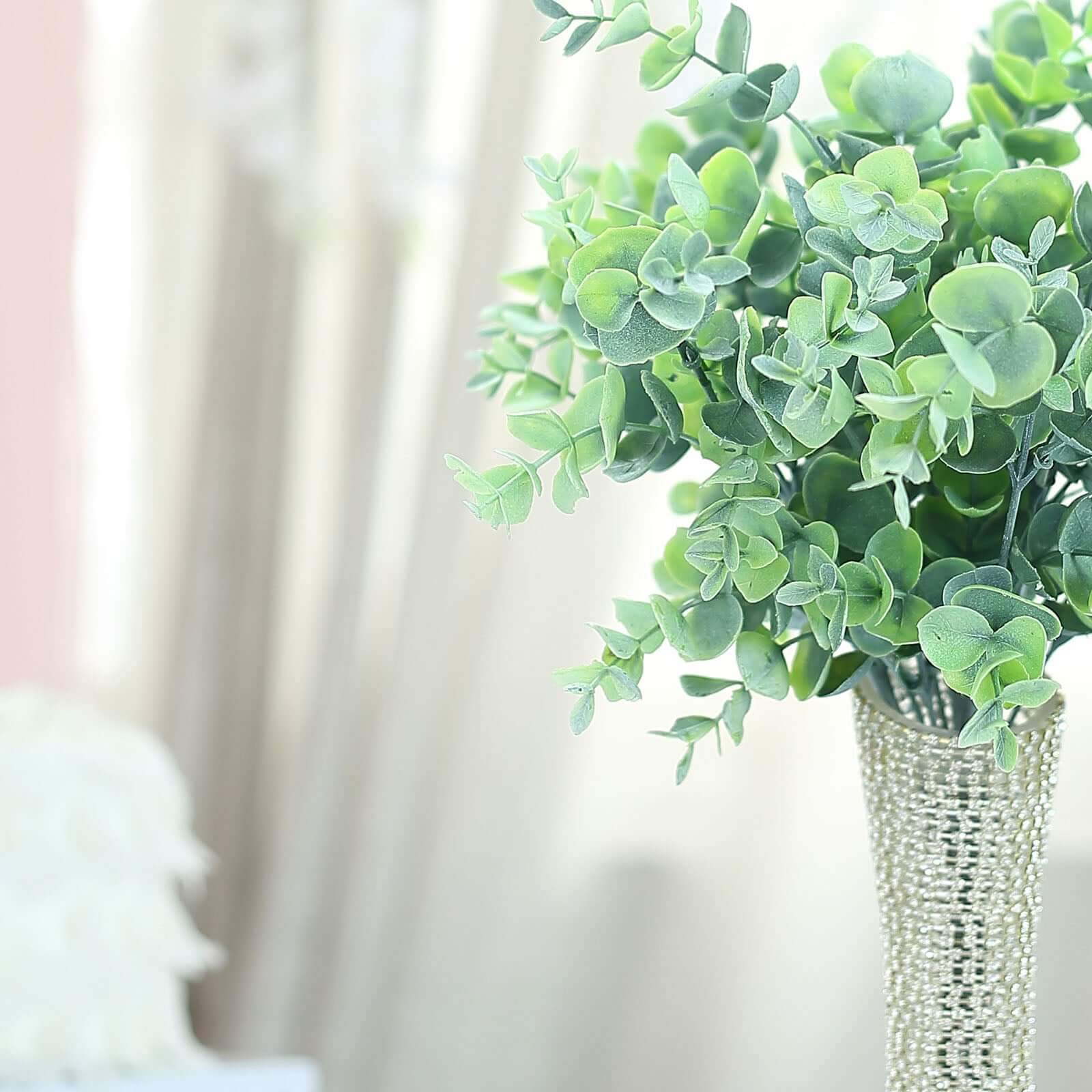 3 Bushes 14" Artificial Eucalyptus Branches, Greenery Bouquet Plants