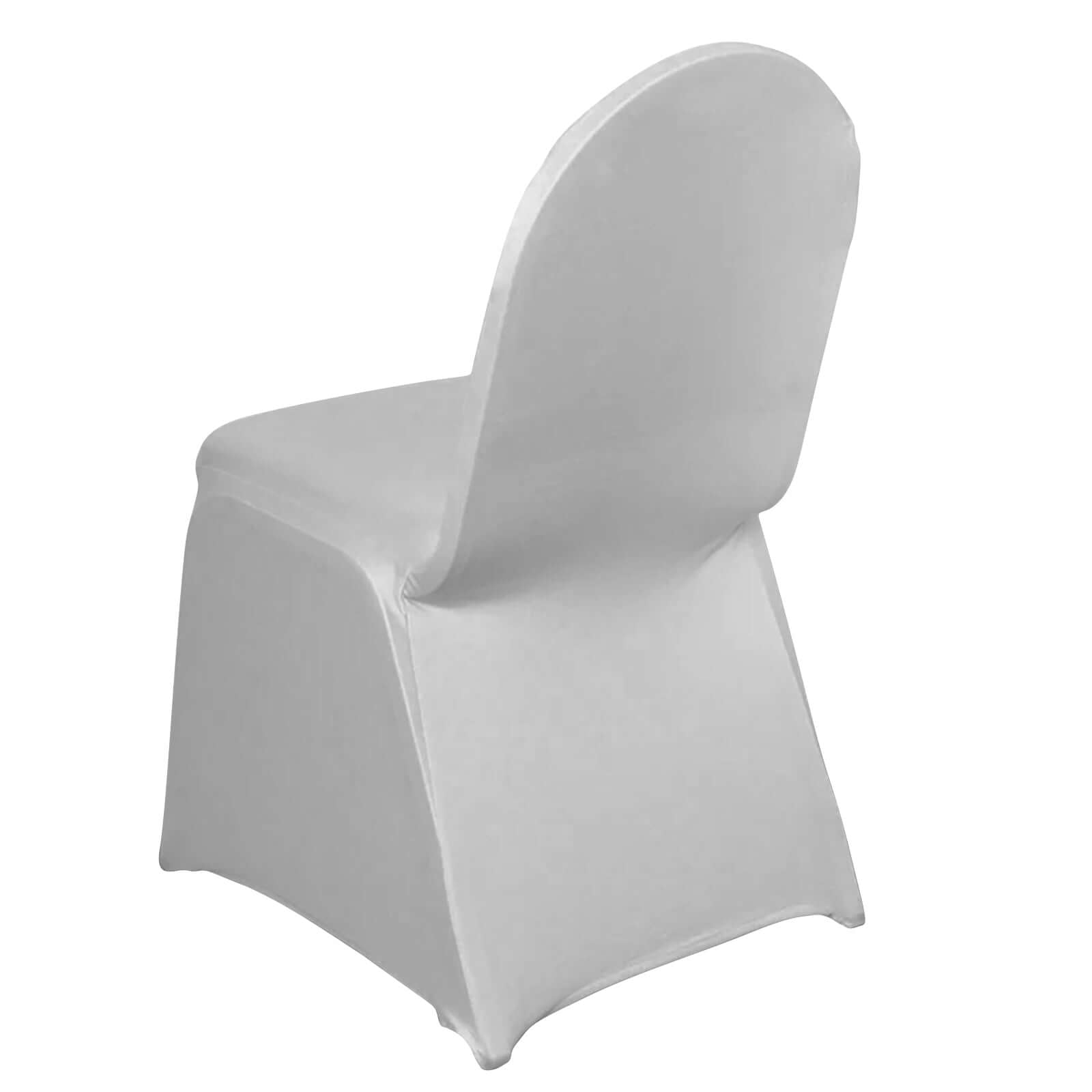 Spandex Chair Cover for Banquet Chairs Silver - Stretch 160GSM Fabric with Slip-On Slipcover