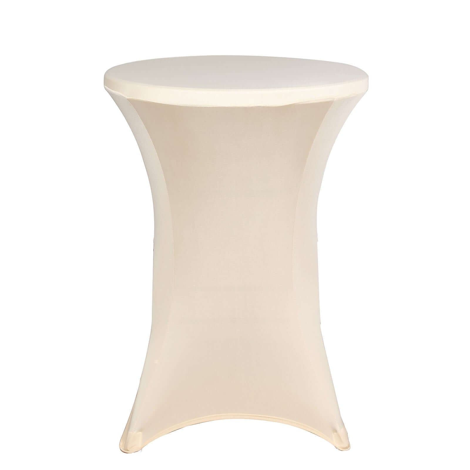Spandex 24"-32" Round Cocktail Table Cover Beige - Easy to Maintain Stretch Fitted Highboy Tablecloth
