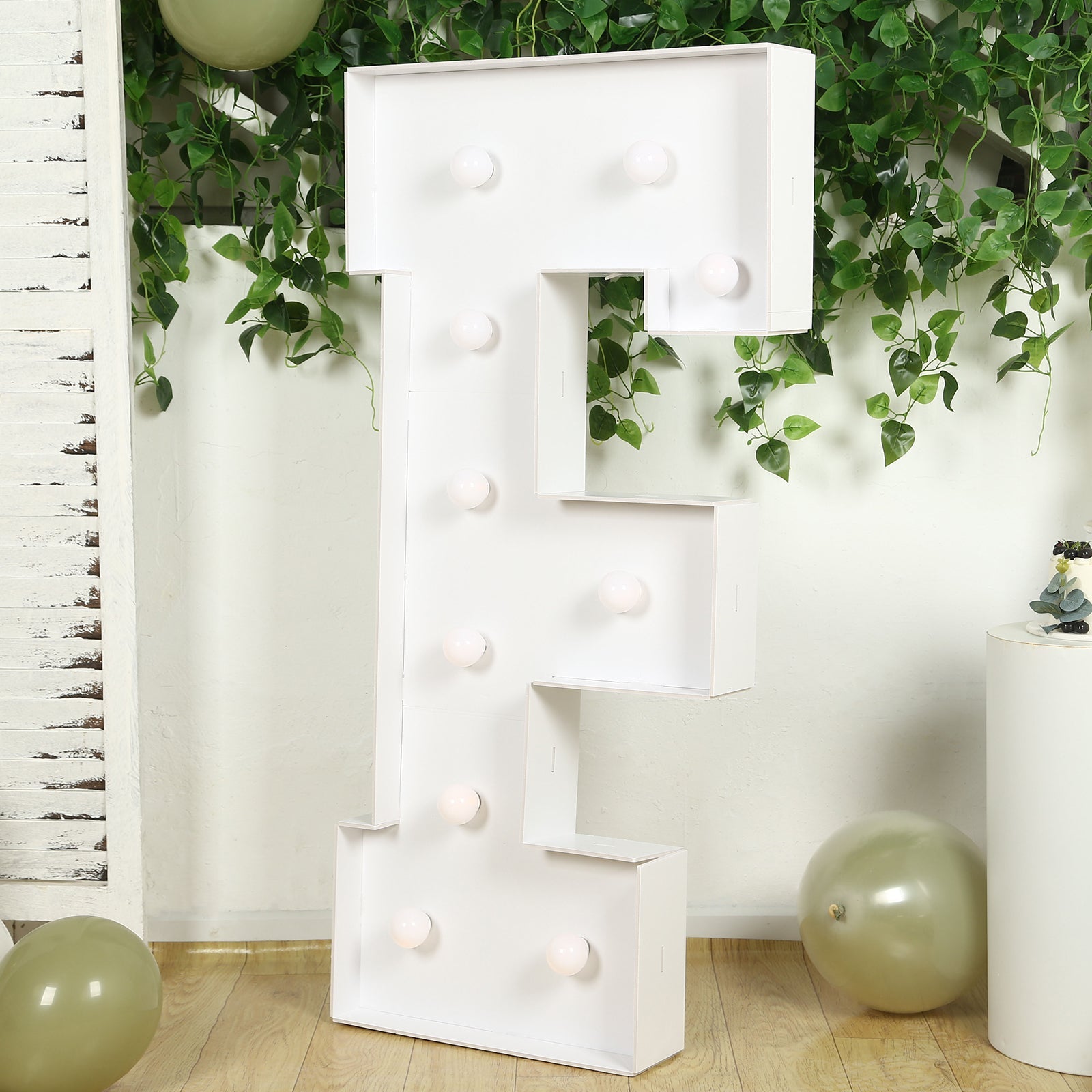 Giant LED Marquee Light Up Letter "F", White 4ft Pre-Cut Foam Board with 10 Warm White Battery Operated LEDs, Glue Gun and Sticks