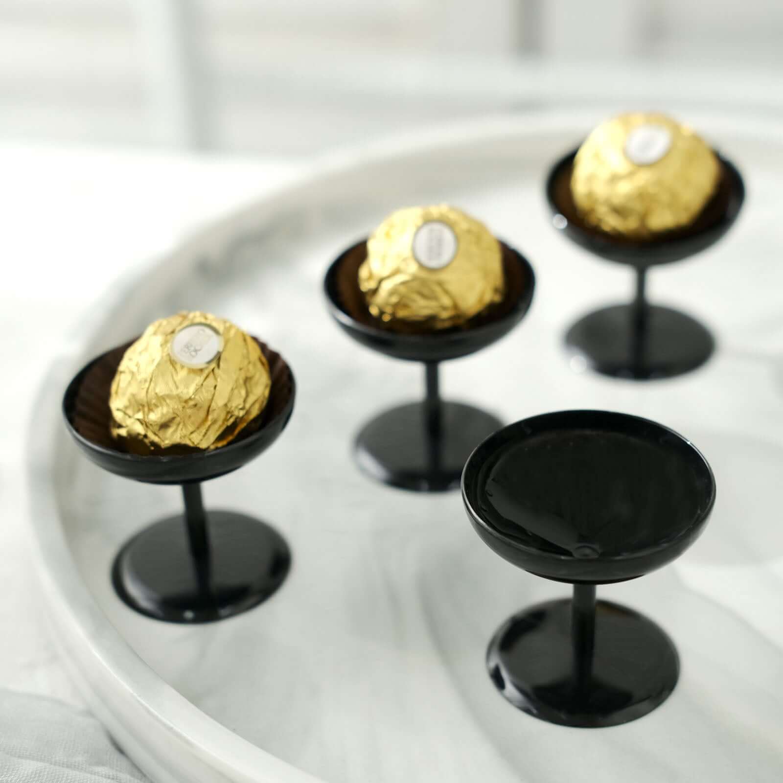 12-Pack Dessert Cup Candy Dishes Black - Decorative Mini Pedestal Stands for Treats 2"