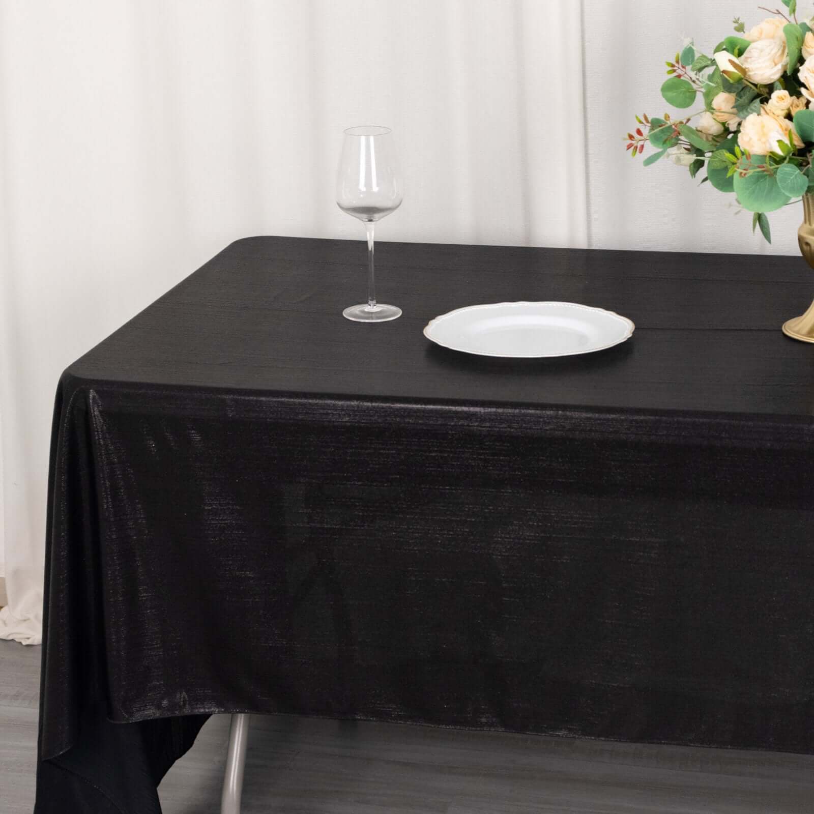 Sequin Dots Polyester 60"x126" Rectangle Tablecloth Shimmering Black - Wrinkle Free & Sparkling Table Cover
